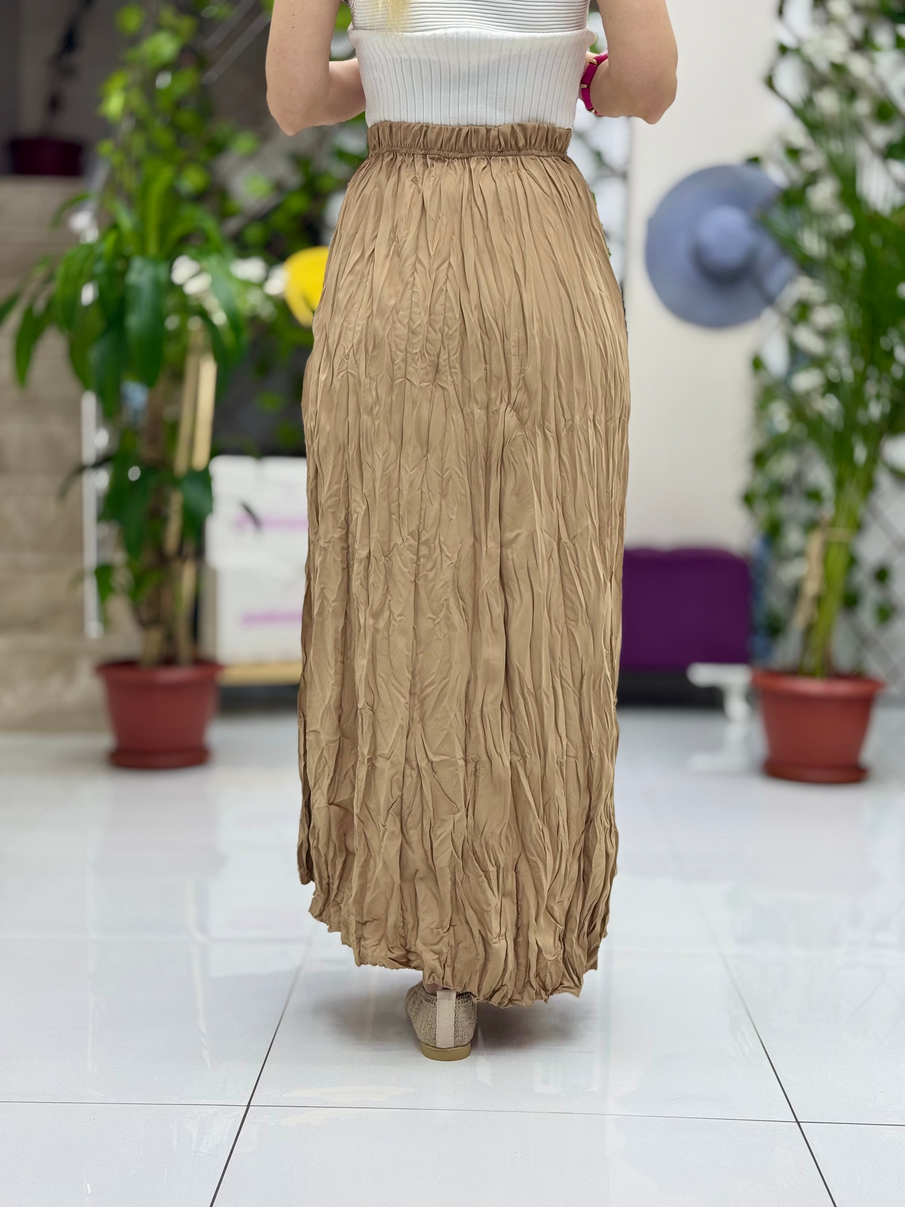 N30753 Falda De Seda Italiana Saks