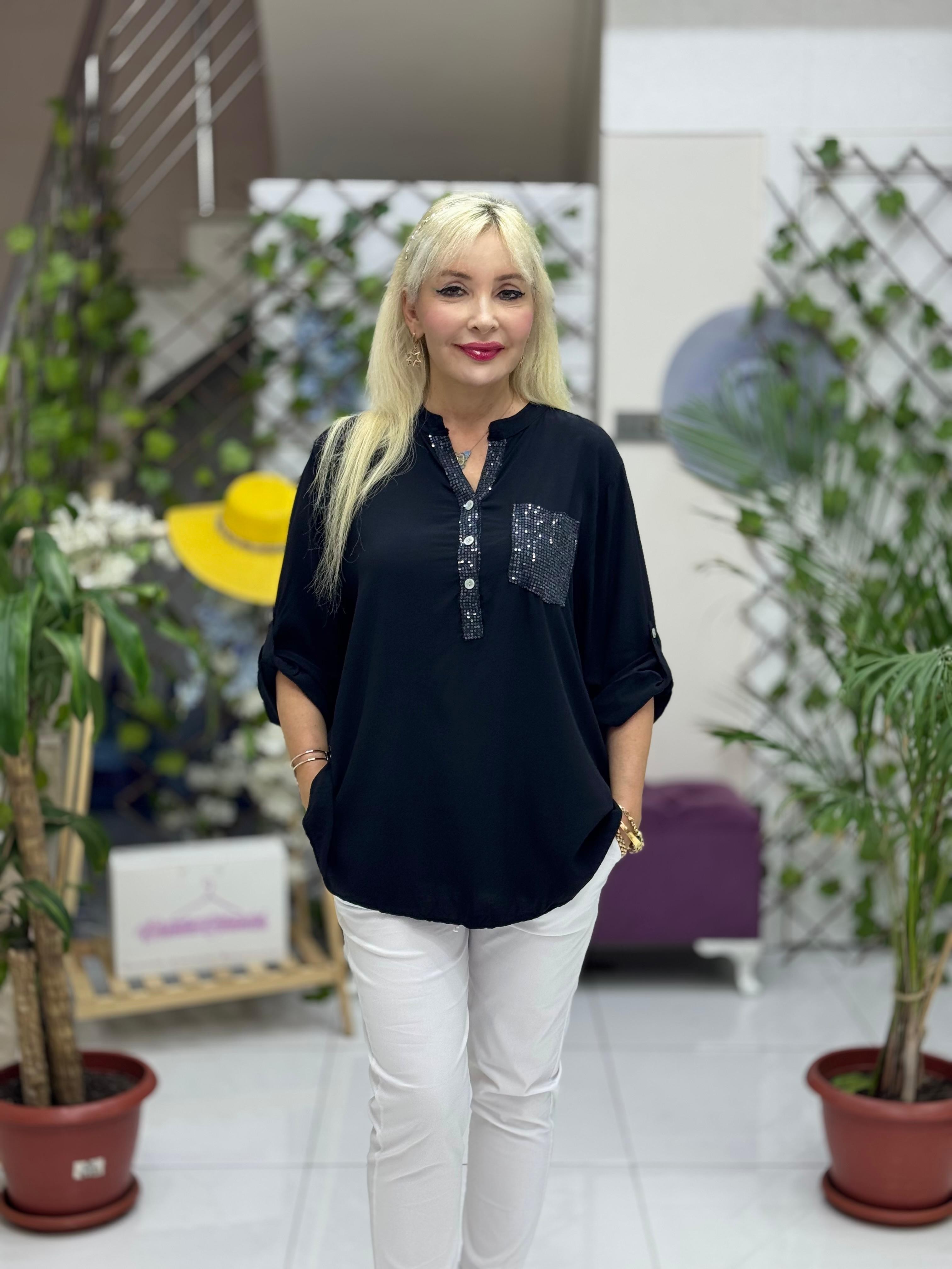 NC15460 İtalyan Coton Bluz Siyah