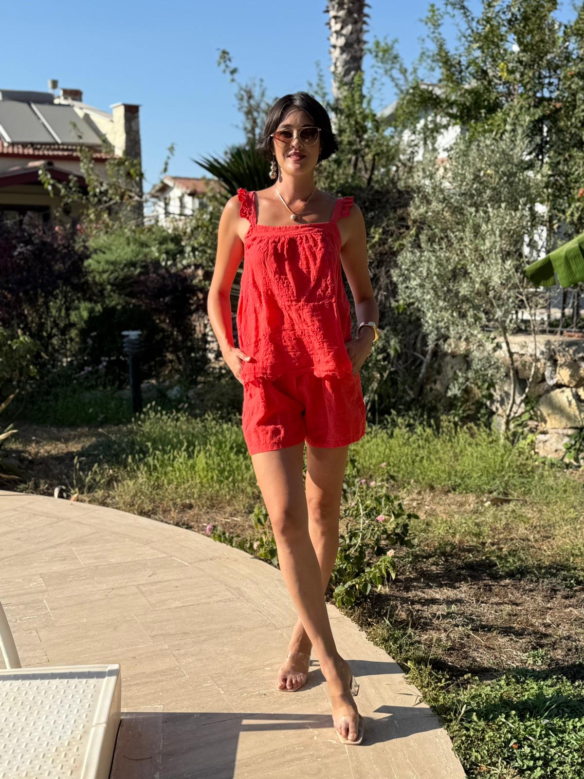 N10661 Traje Italiano Lino Ciruela