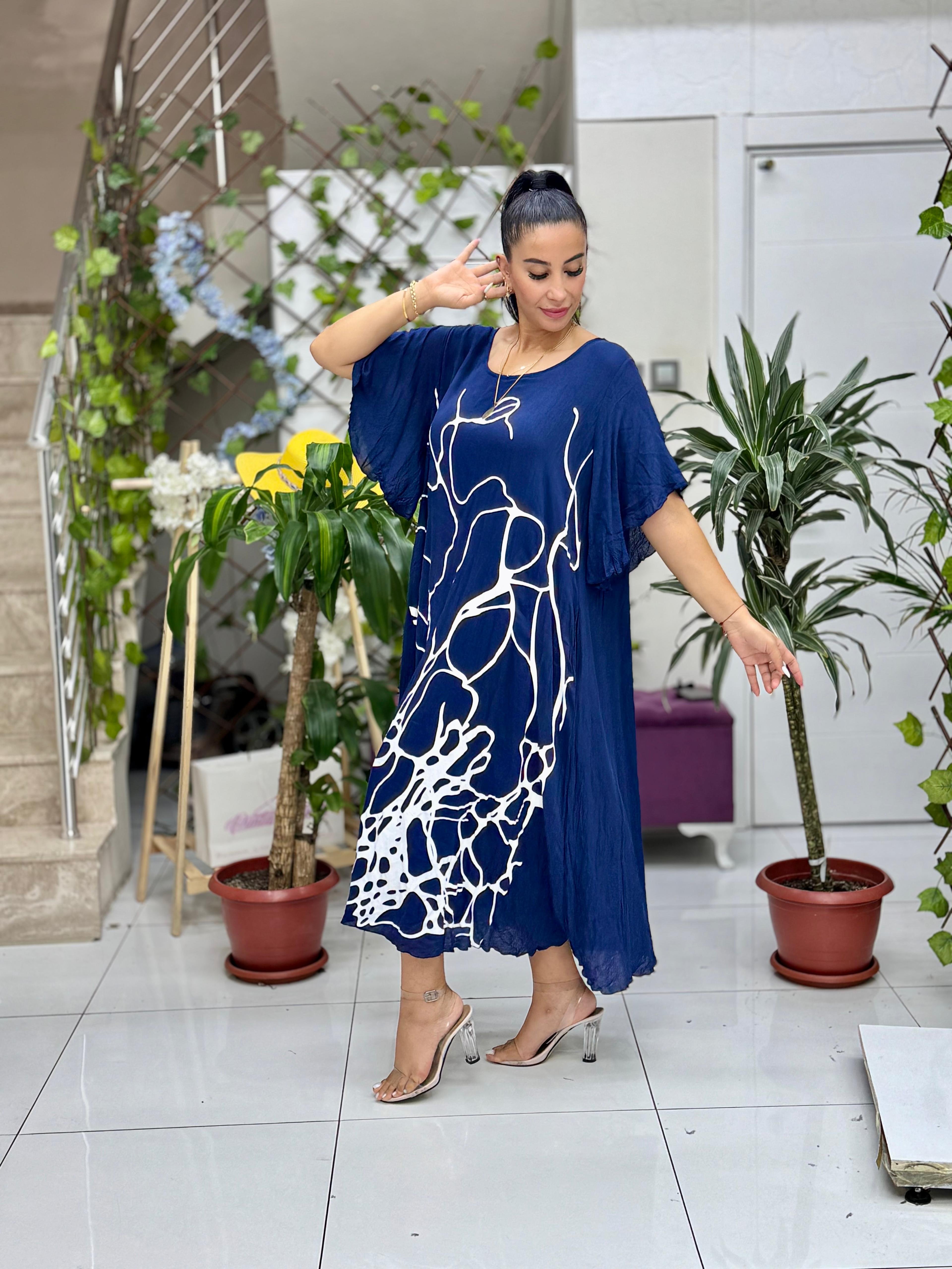 M1208 Vestido Voile Detalle Cuello Turquesa
