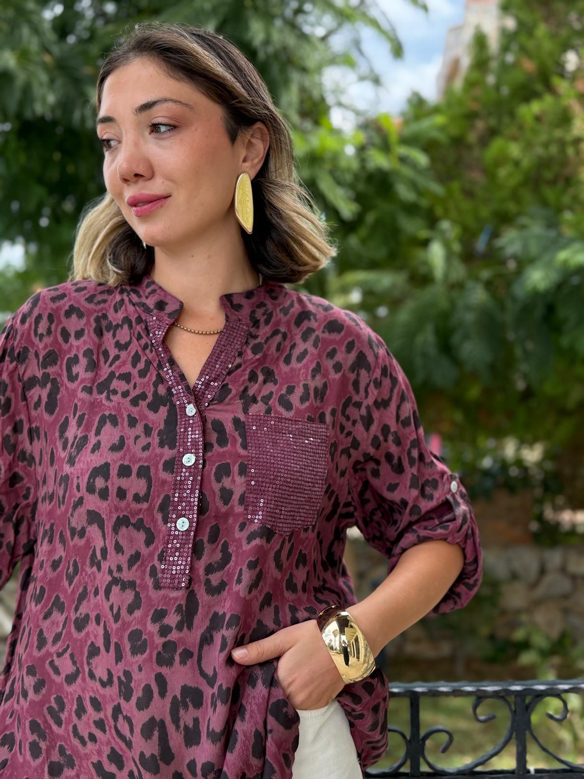 NC15451 İtalyan Coton Bluz Vişne