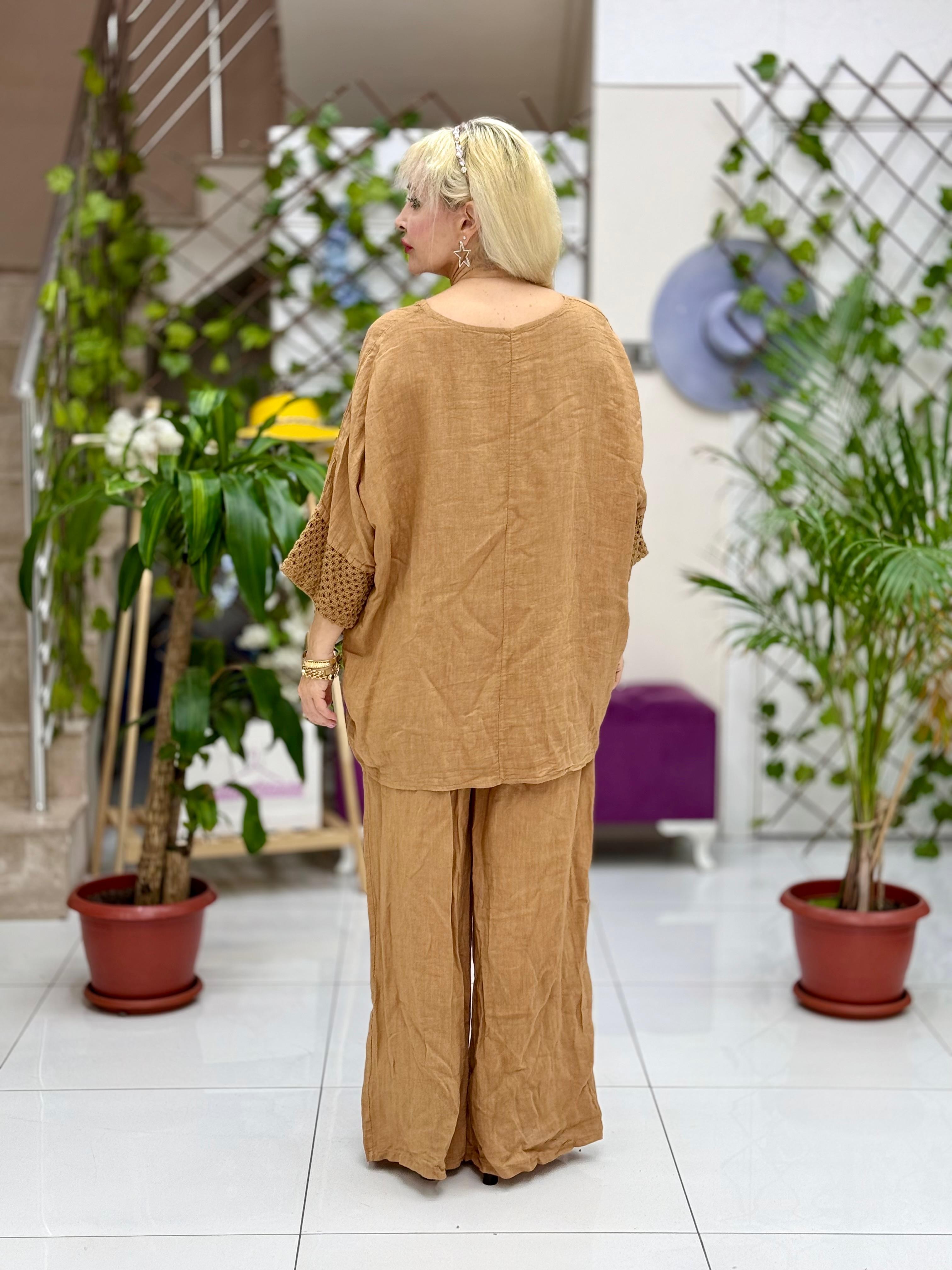 N10661 Traje Italiano Lino Ciruela