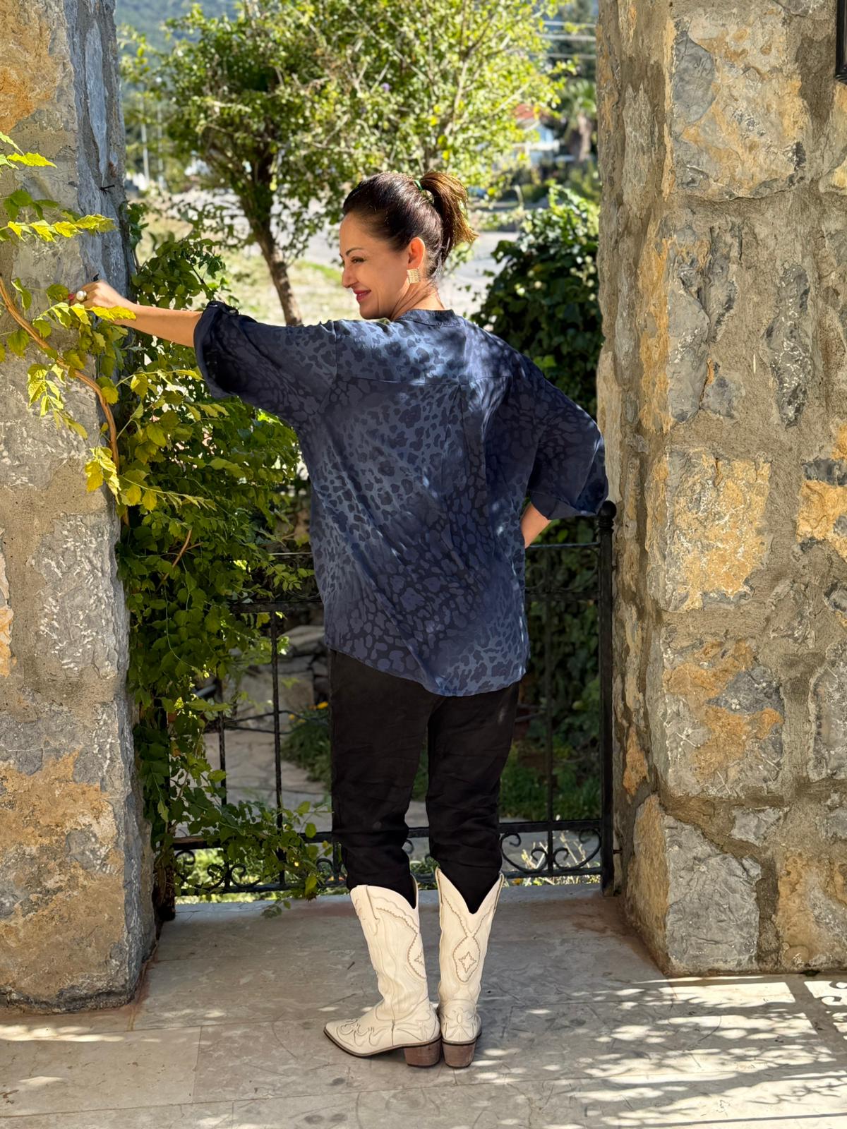 YG2095 İtalyan Coton Bluz Lacivert