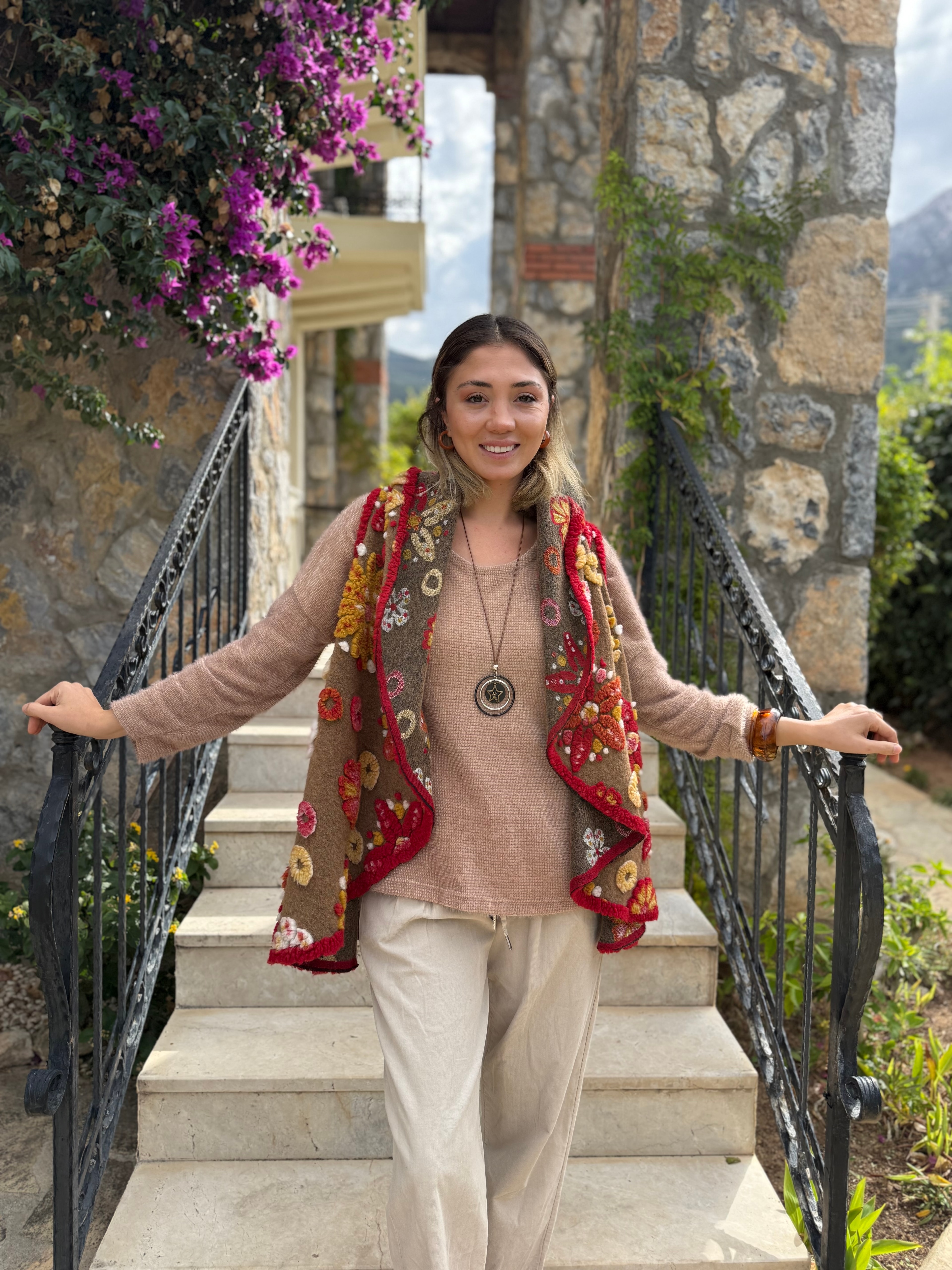 YG22605 Dökümlü İtalyan Keçe Yelek