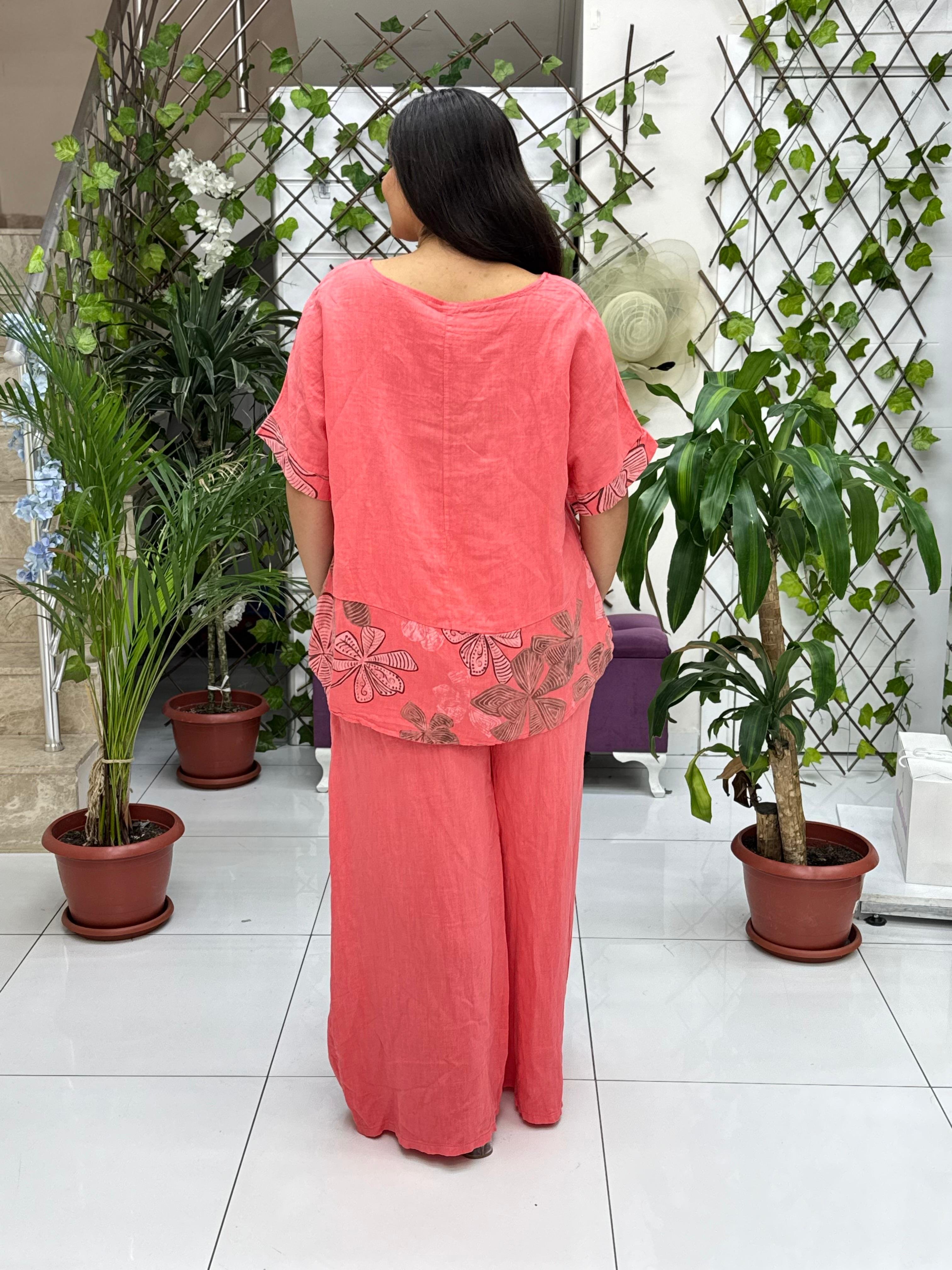 N10661 Traje Italiano Lino Ciruela