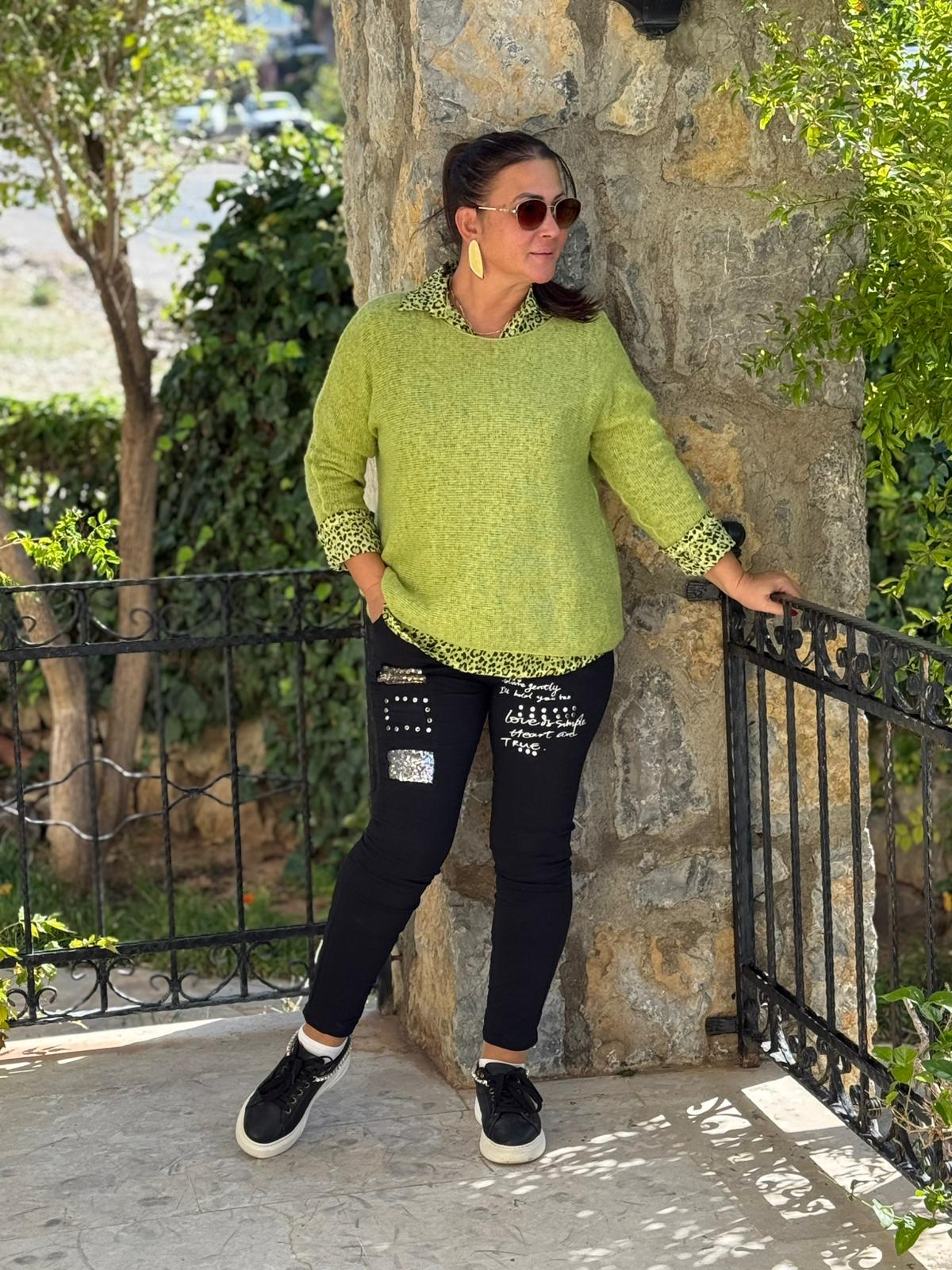 P6811 Prendas de punto con estampado de camuflaje Caqui