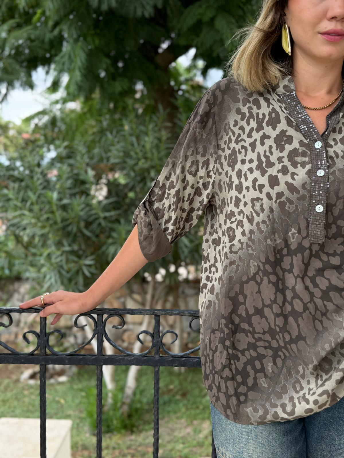 NC63107 İtalyan Coton Bluz Kahve