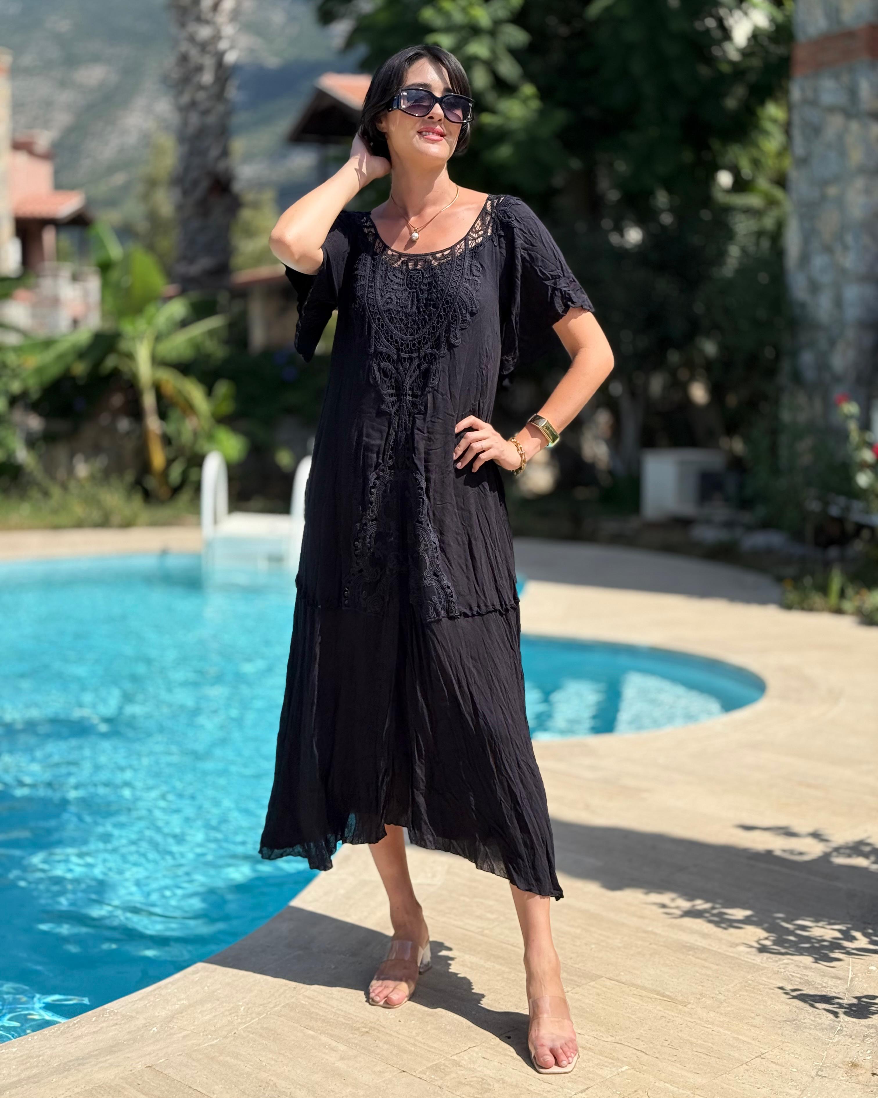 VL1420 Hürrem Vual Elbise Siyah