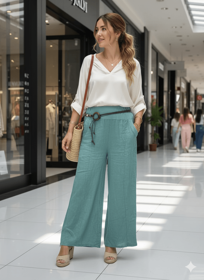 P3082 PANTALÓN LINO ITALIANO MARRÓN