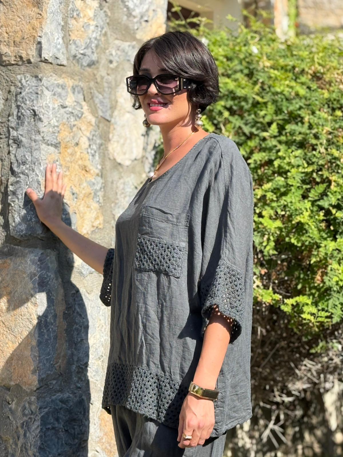 PT12050 İtalyan Keten Takım Füme