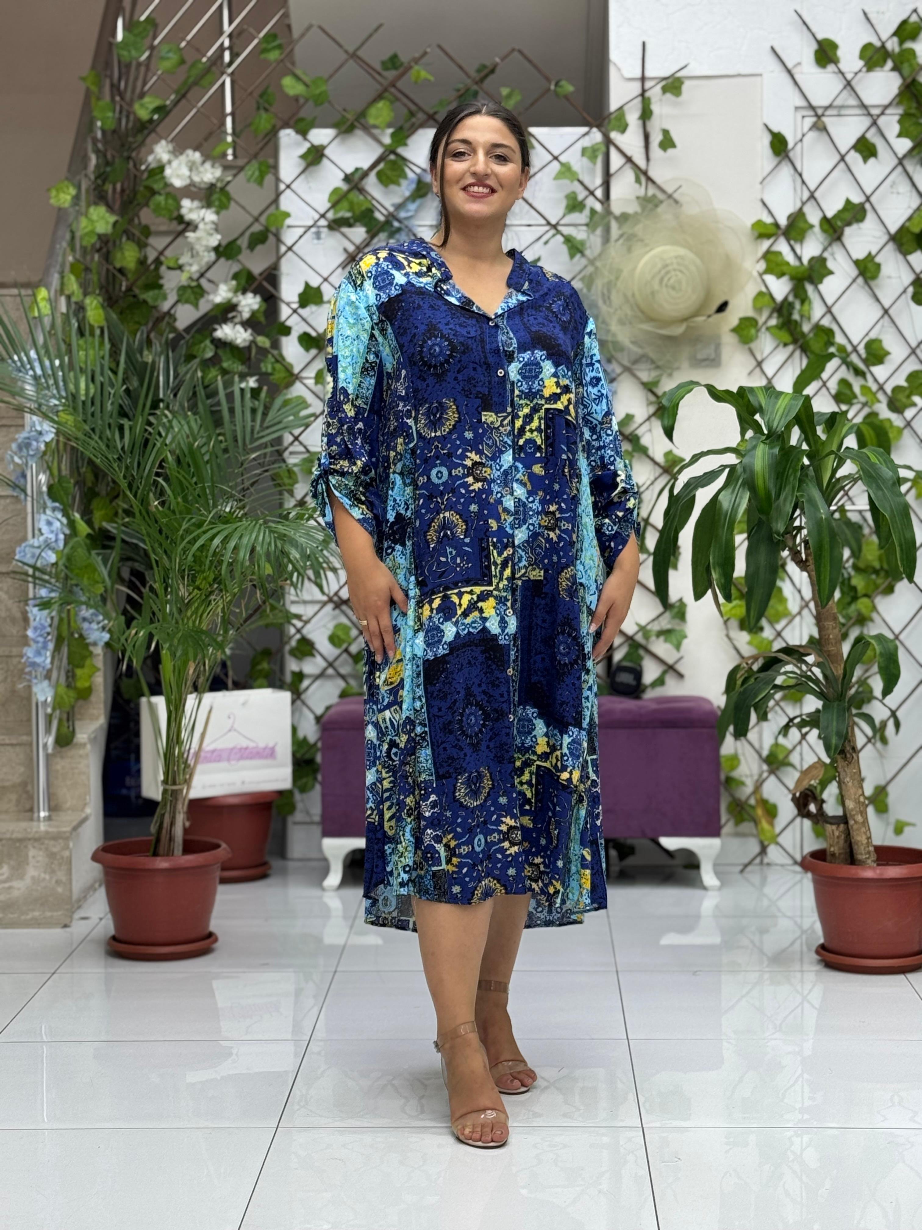 YS81024 Viskon Yasemin Elbise