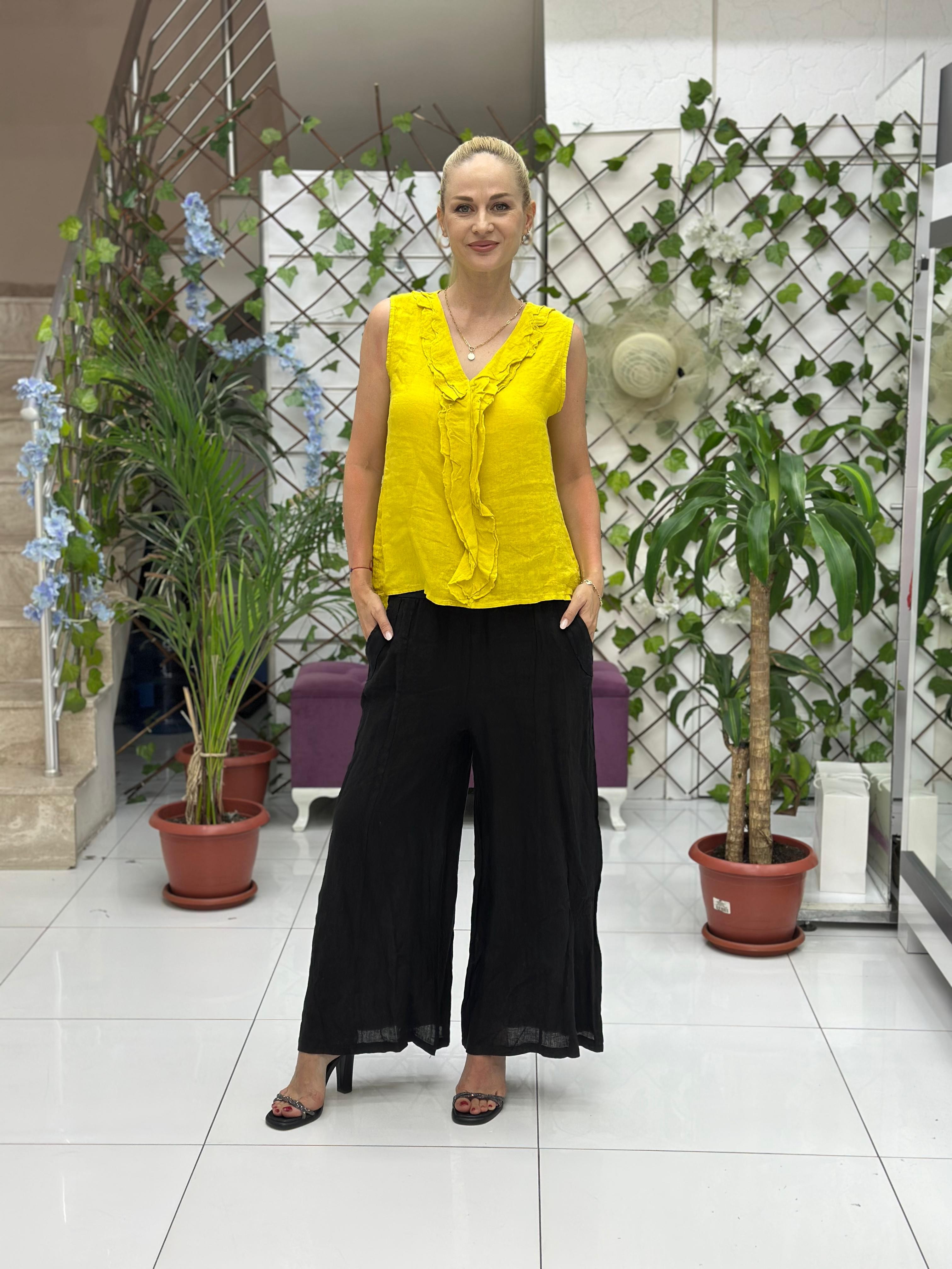 N23003 Blusa Lino Algodón Italiano Visón