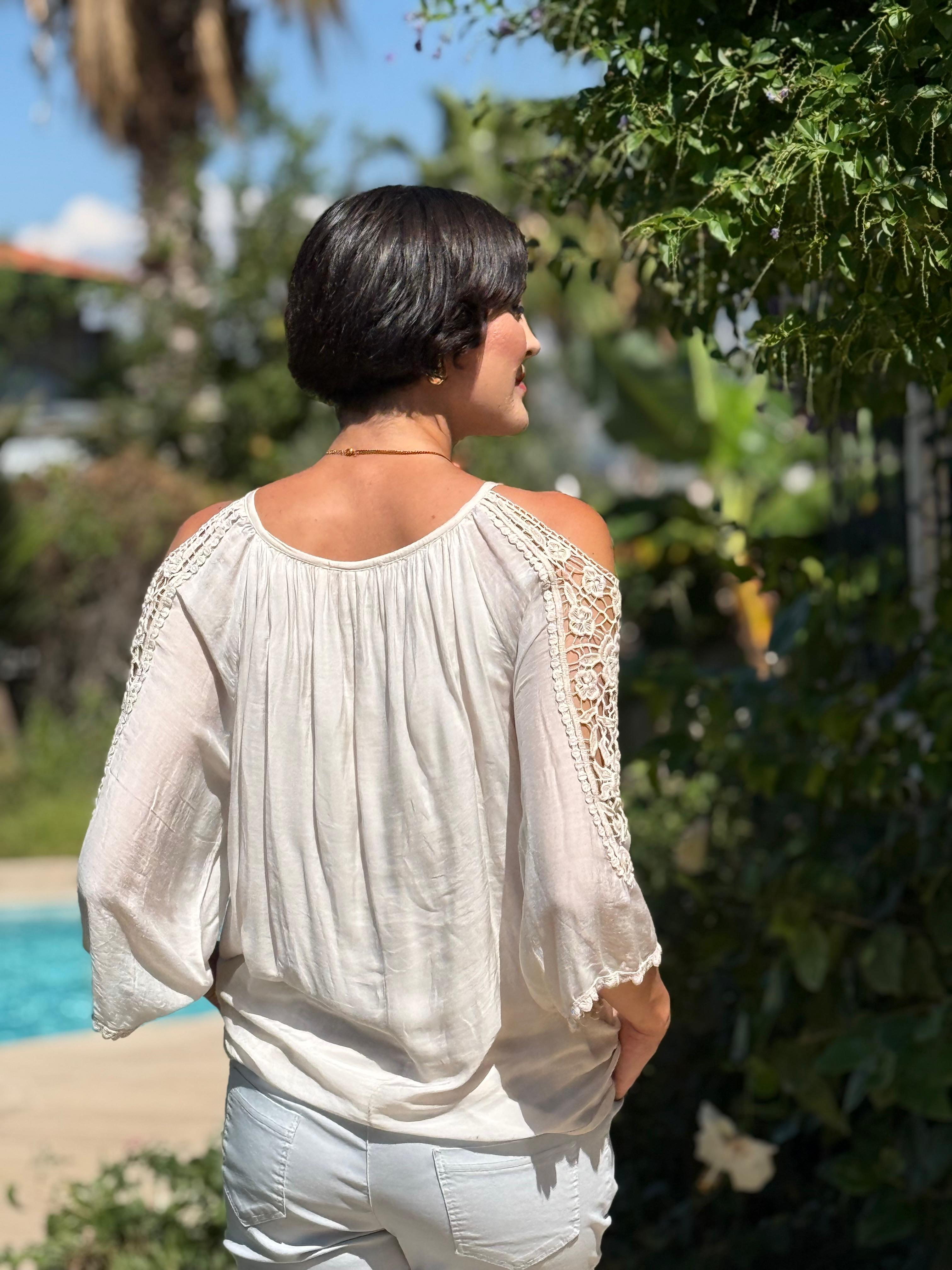 NC9740 İtalyan İpek Bluz Bej