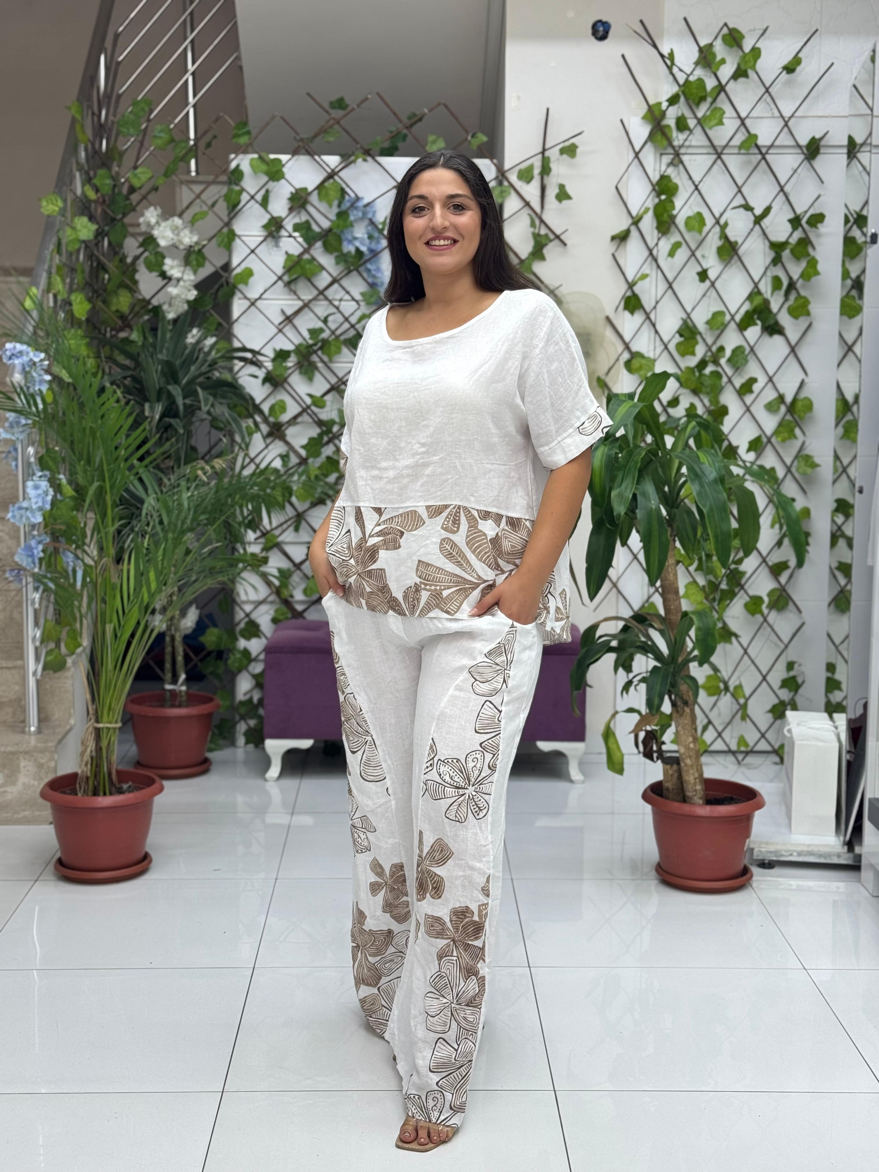 N10661 Traje Italiano Lino Ciruela