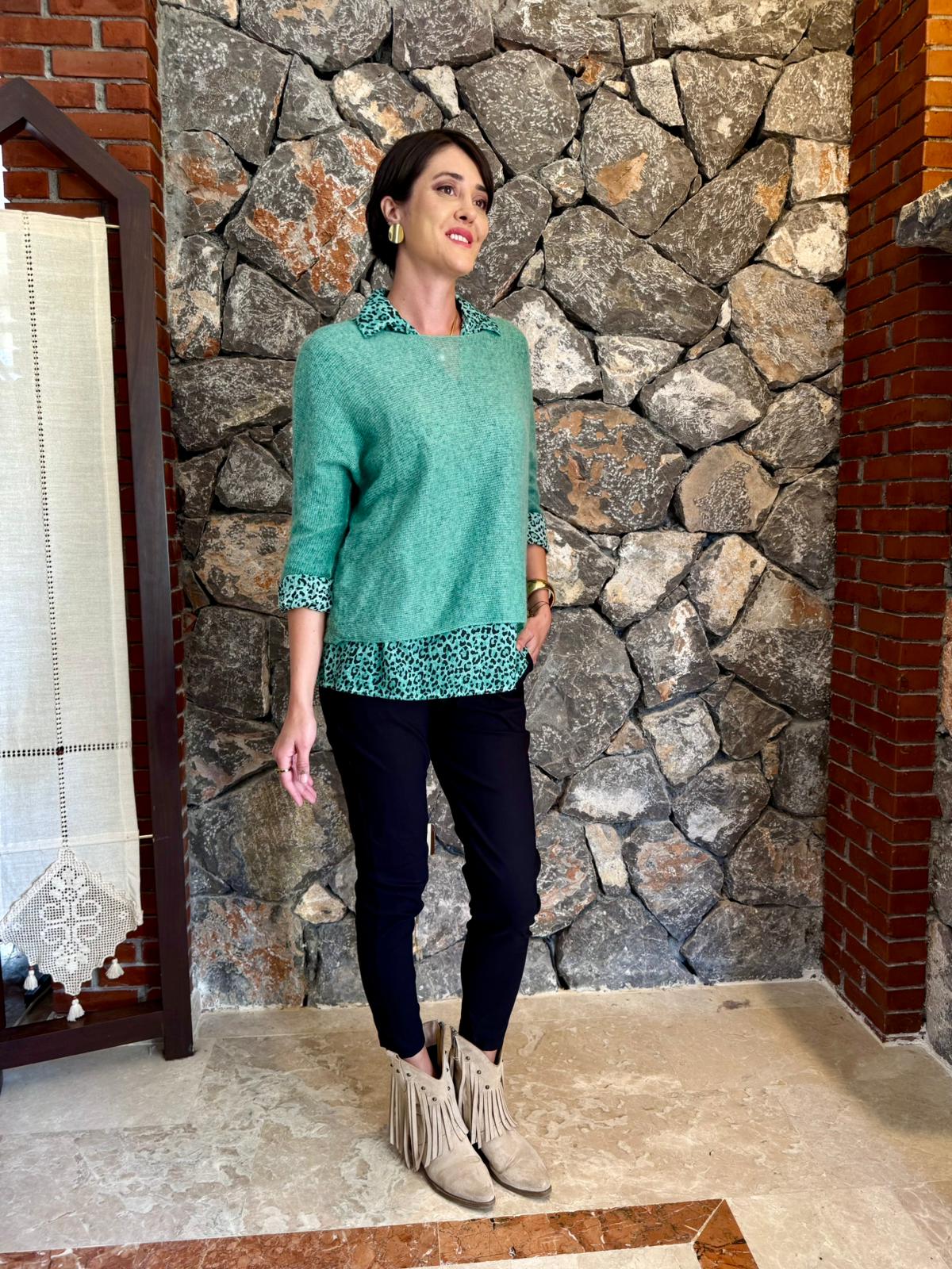 P6811 Prendas de punto con estampado de camuflaje Caqui