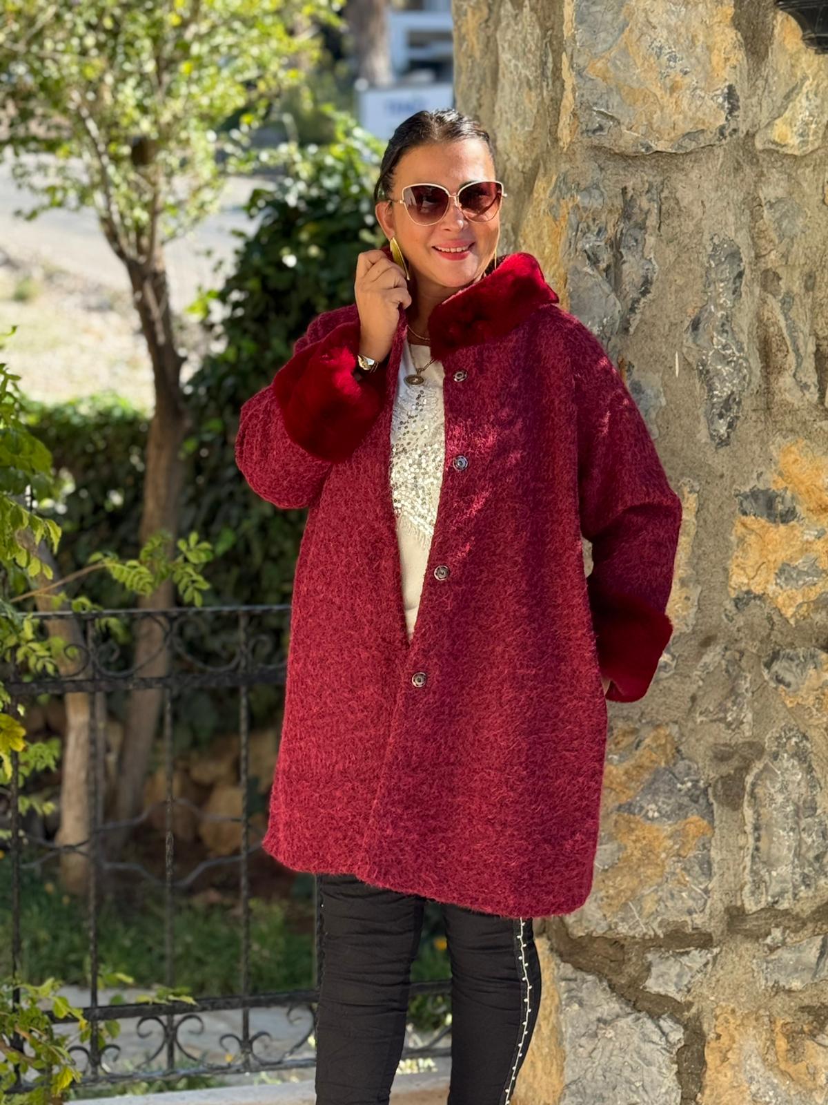 N2238 Abrigo Napa Leopardo Cremallera Negro