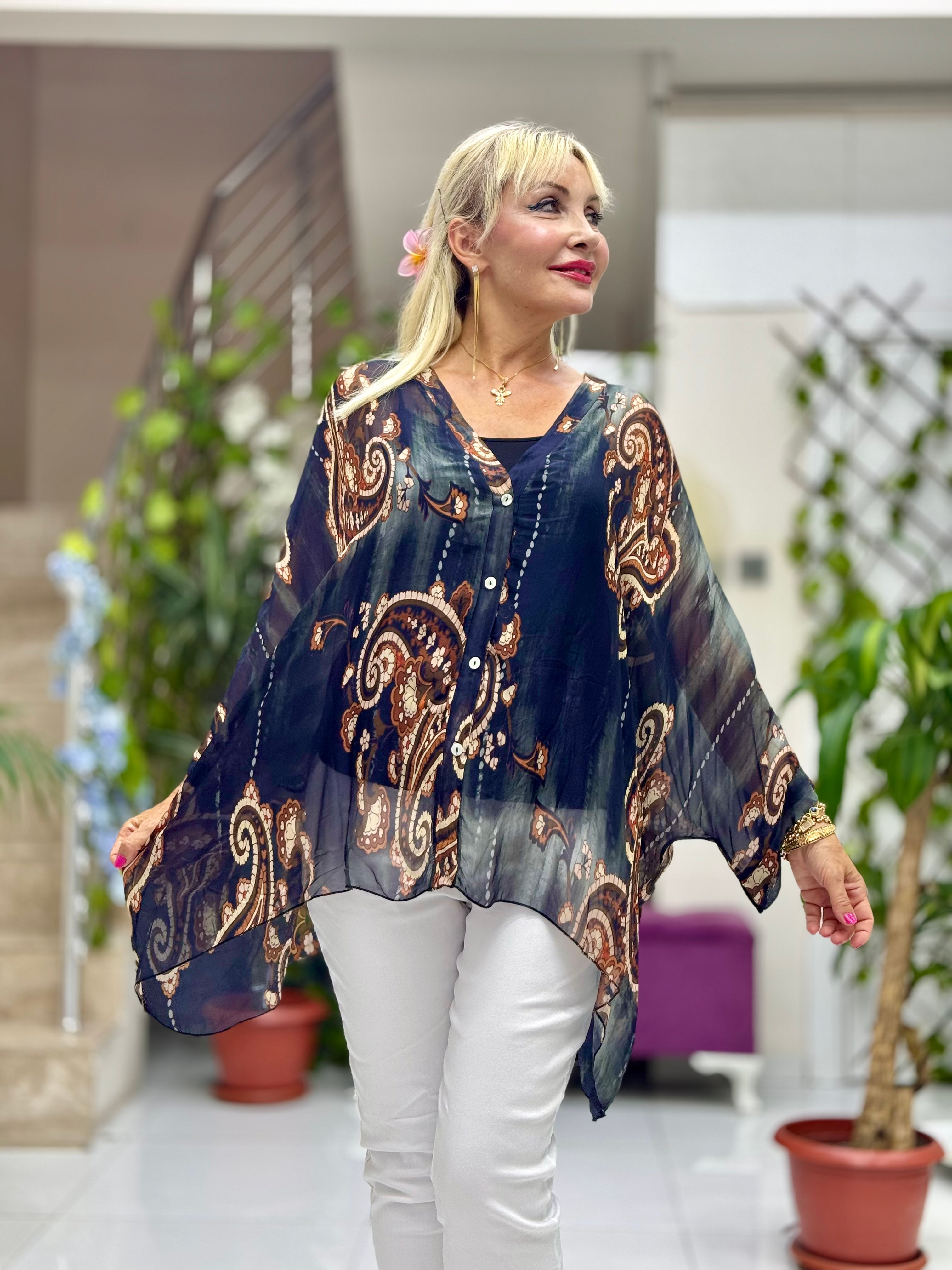 Nb502004 İtalyan İpek Bluz Siyah