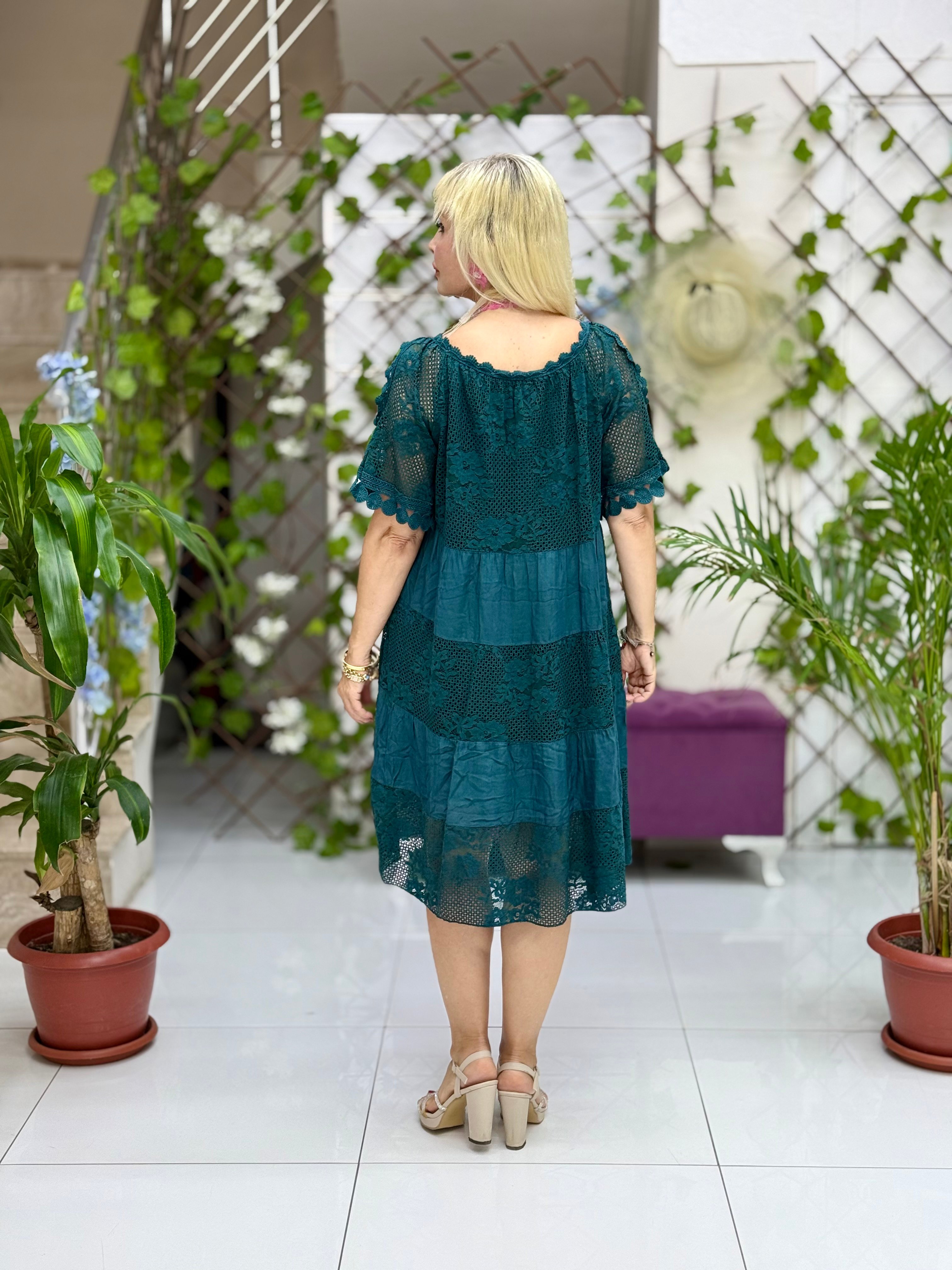 N20725 Vestido de algodón italiano Rosa