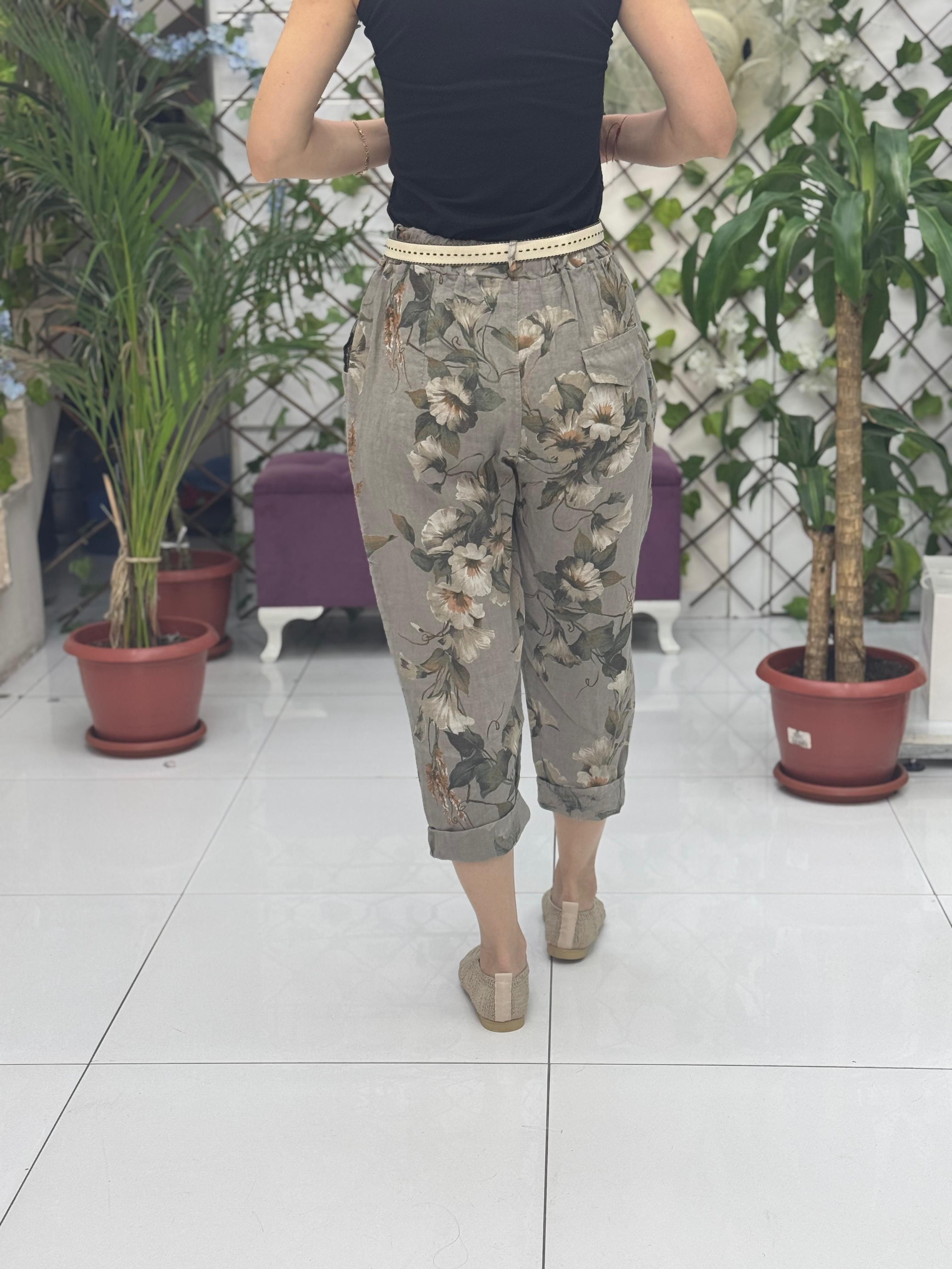 P3082 PANTALÓN LINO ITALIANO MARRÓN