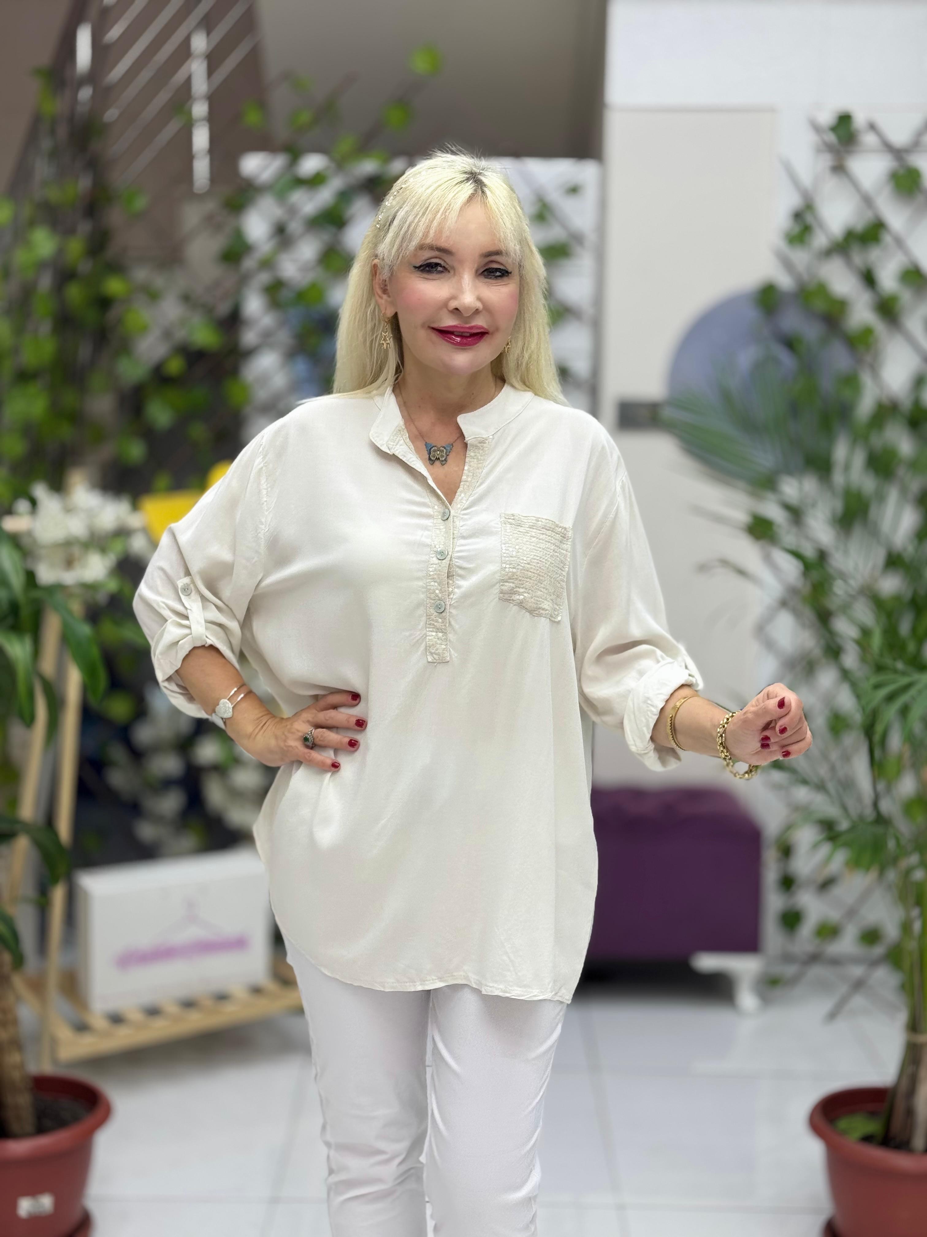 NC15460 İtalyan Coton Bluz Krem