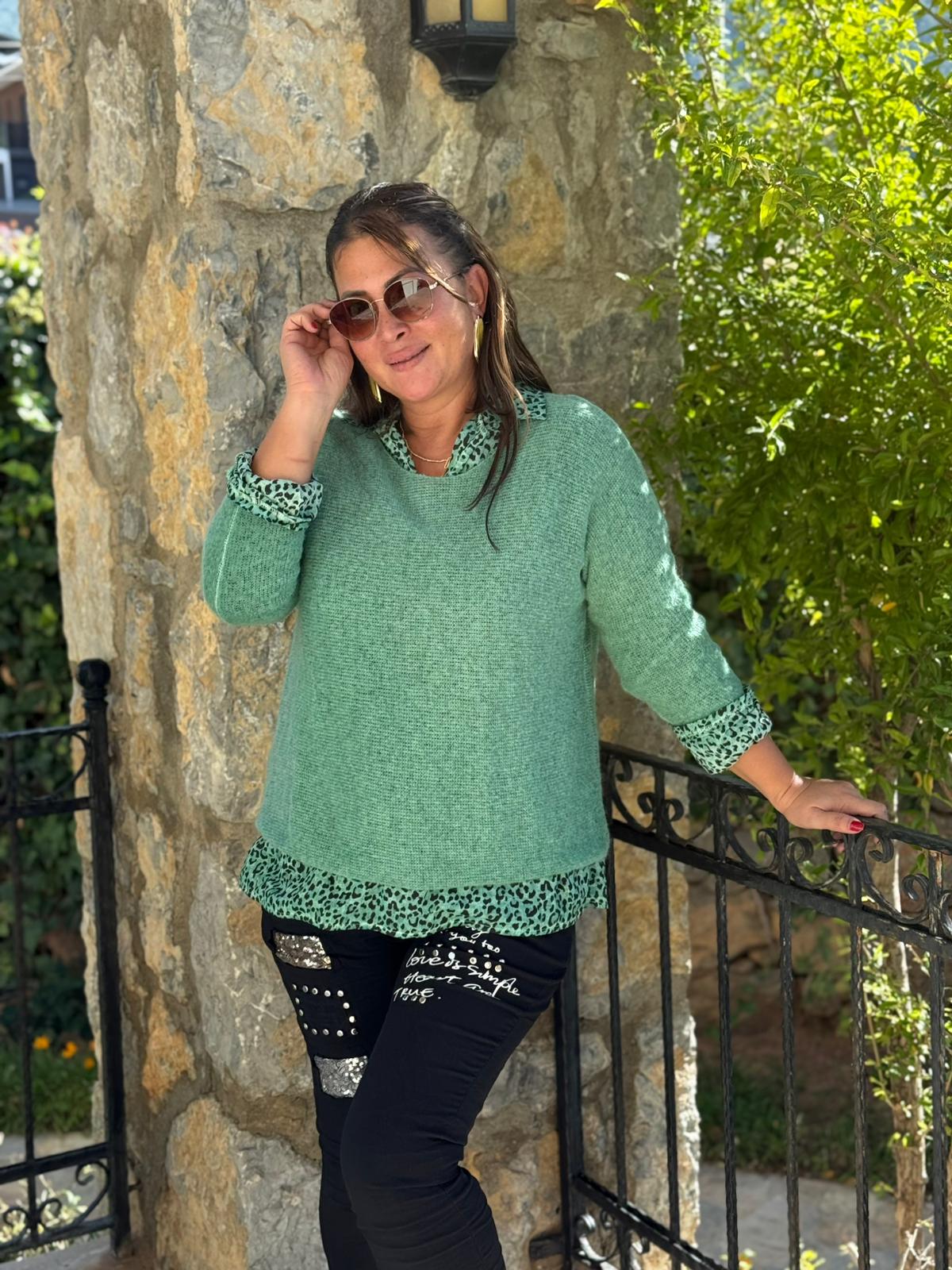 P6811 Prendas de punto con estampado de camuflaje Caqui