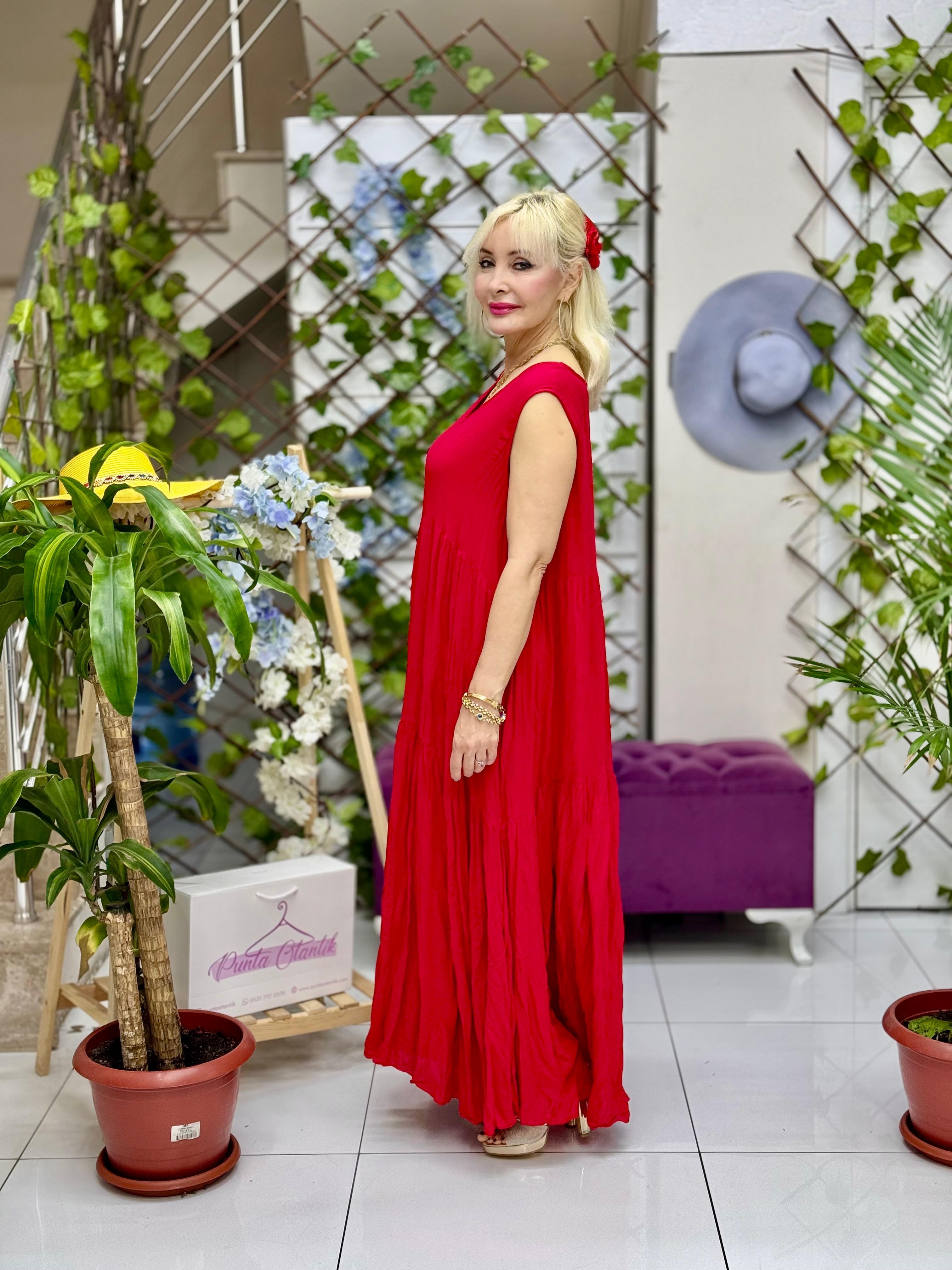 VL2114 Vual Elbise Kırmızı