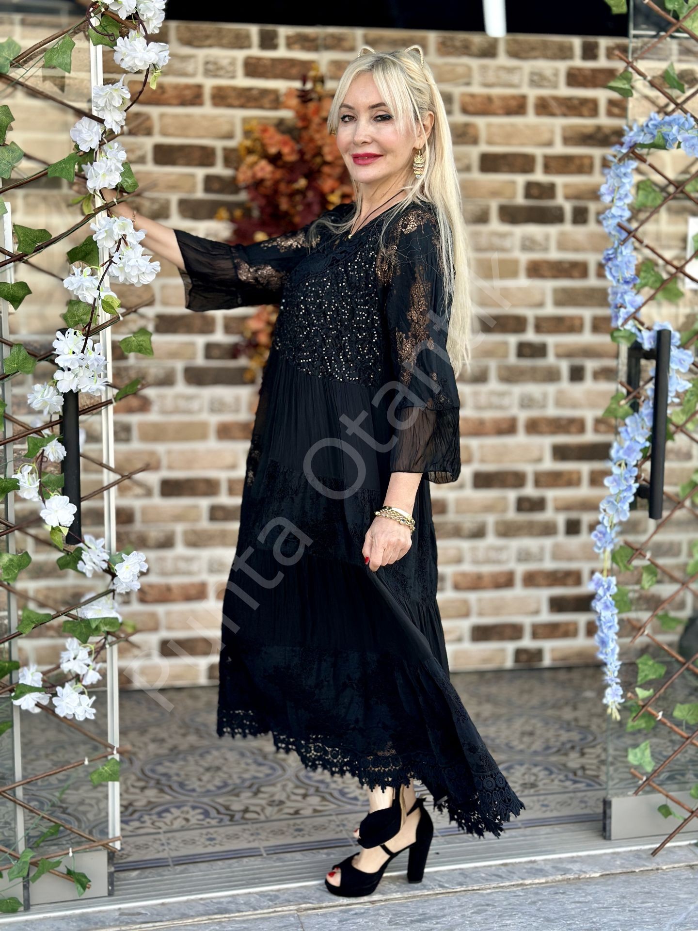 N51131 İtalyan İpek Elbise Siyah