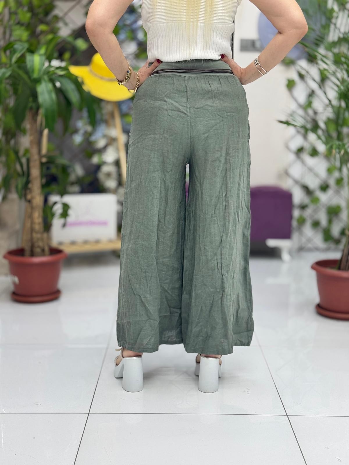 P3082 PANTALÓN LINO ITALIANO MARRÓN