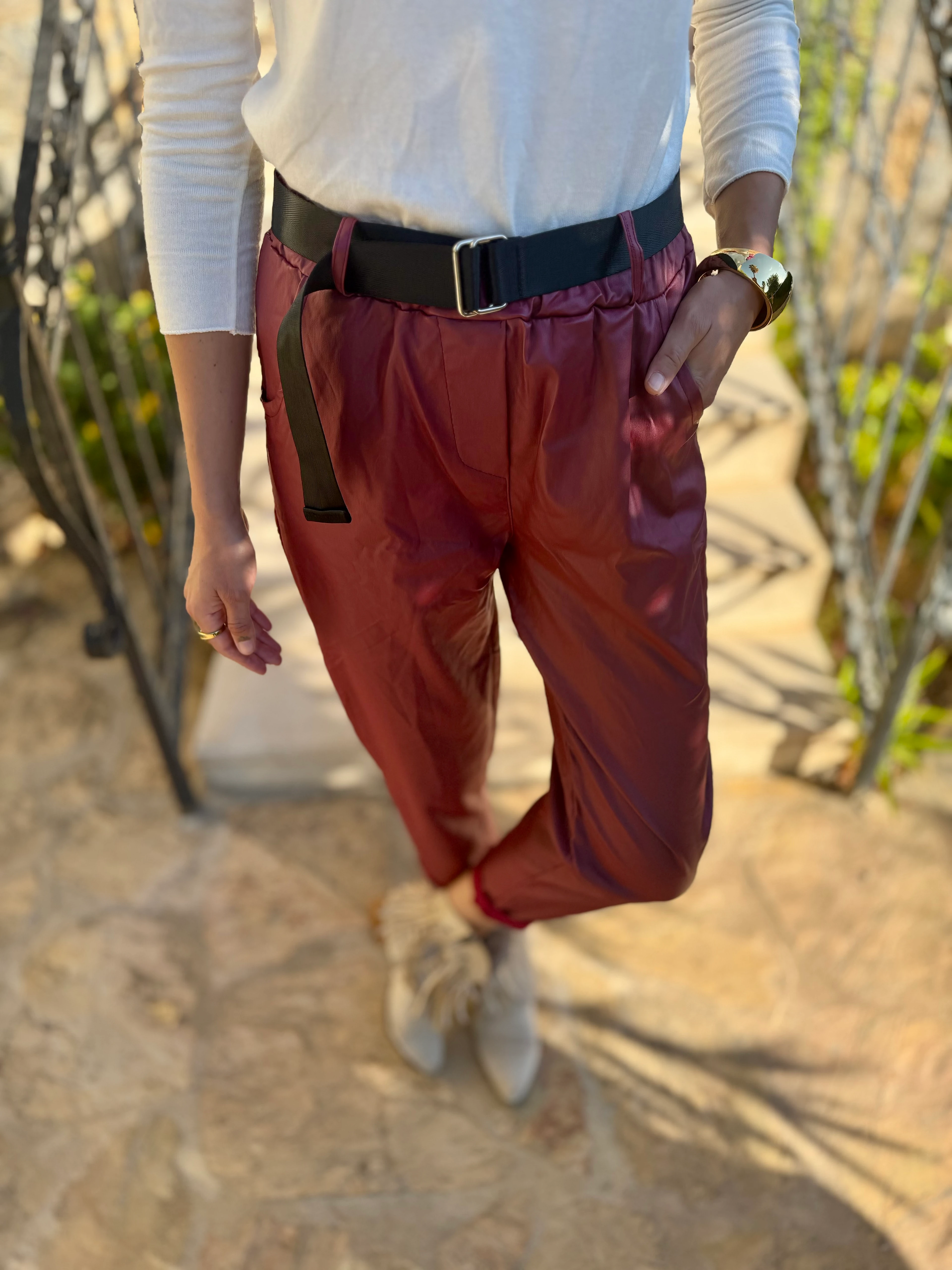 NC8600 İtalyan Deri Pantolon Bordo