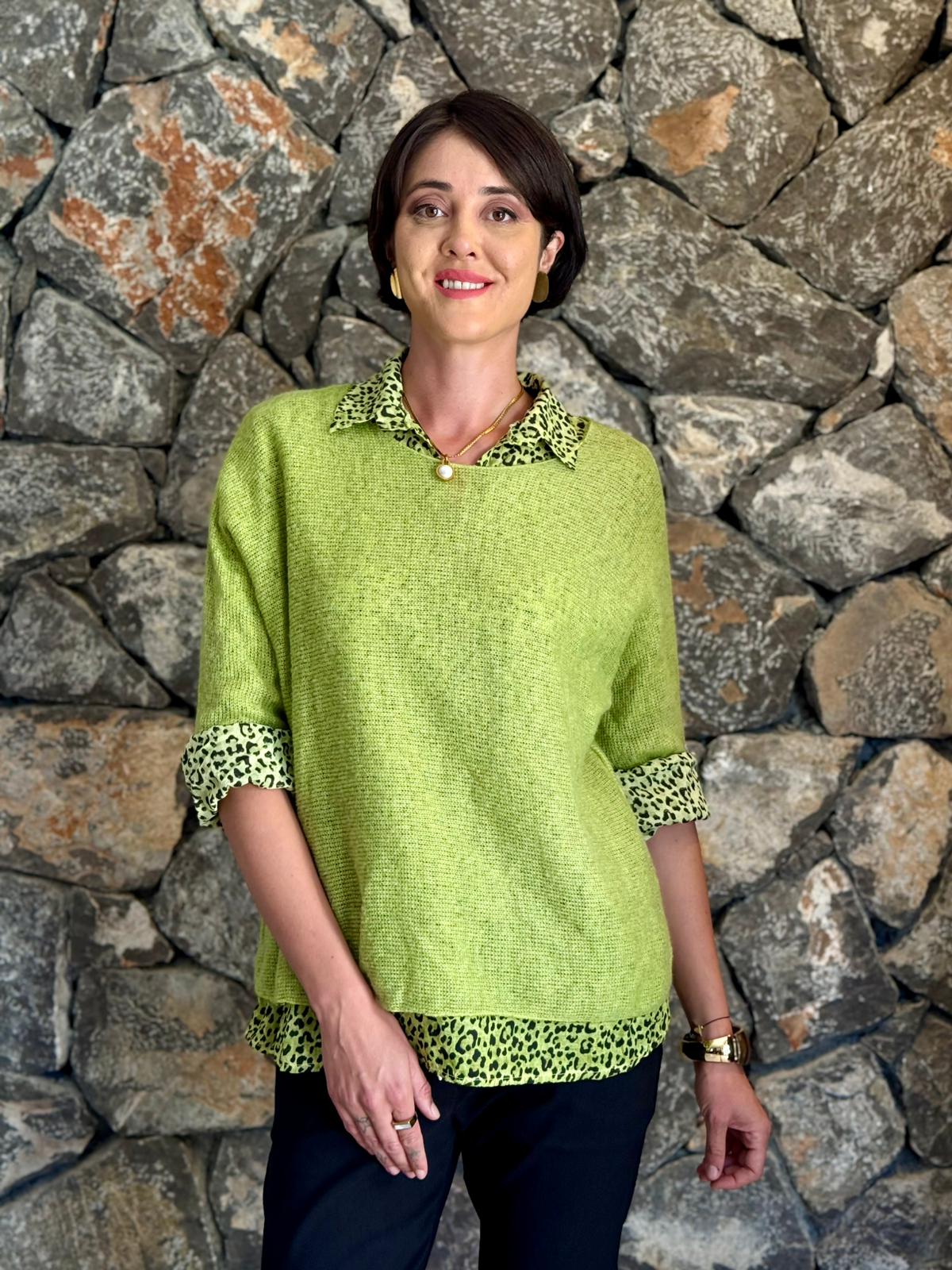 P6811 Prendas de punto con estampado de camuflaje Caqui