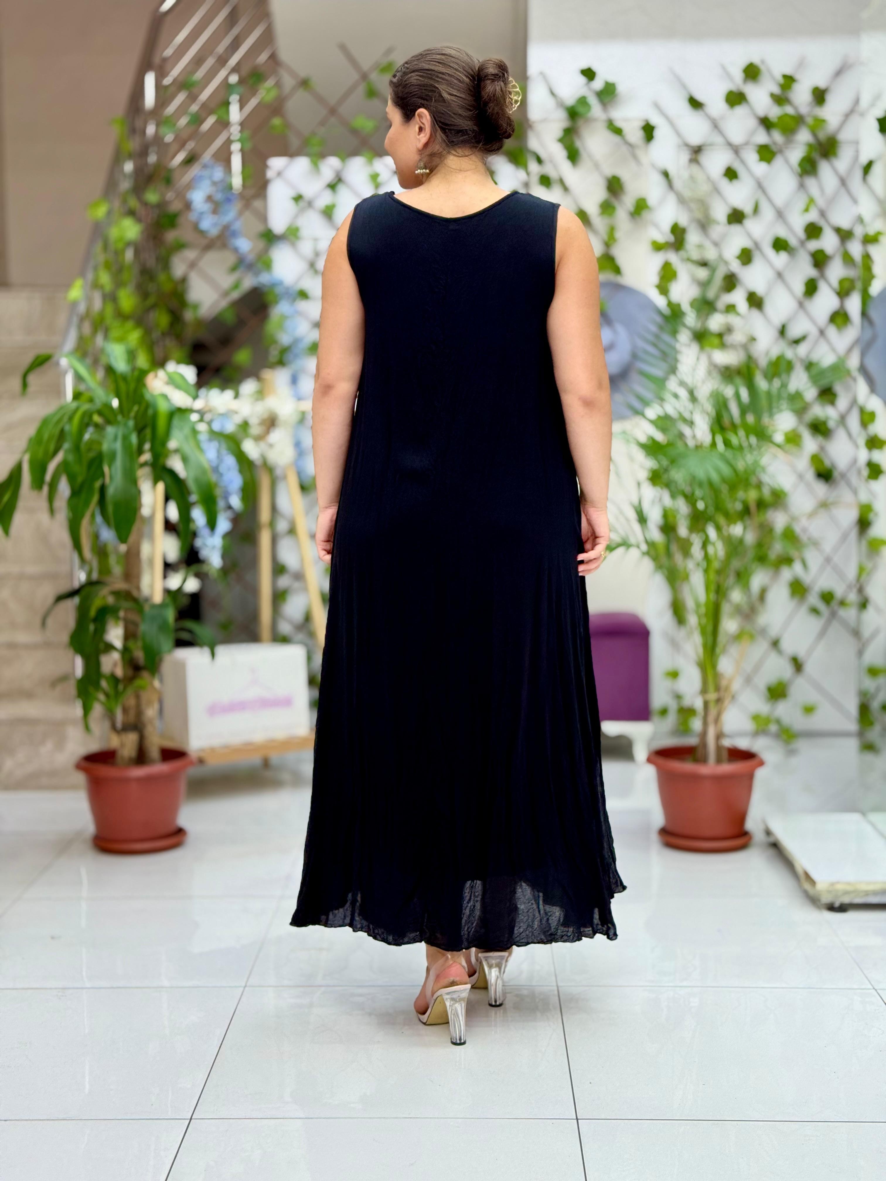 M1046 Vestido Voile Sin Mangas Turquesa