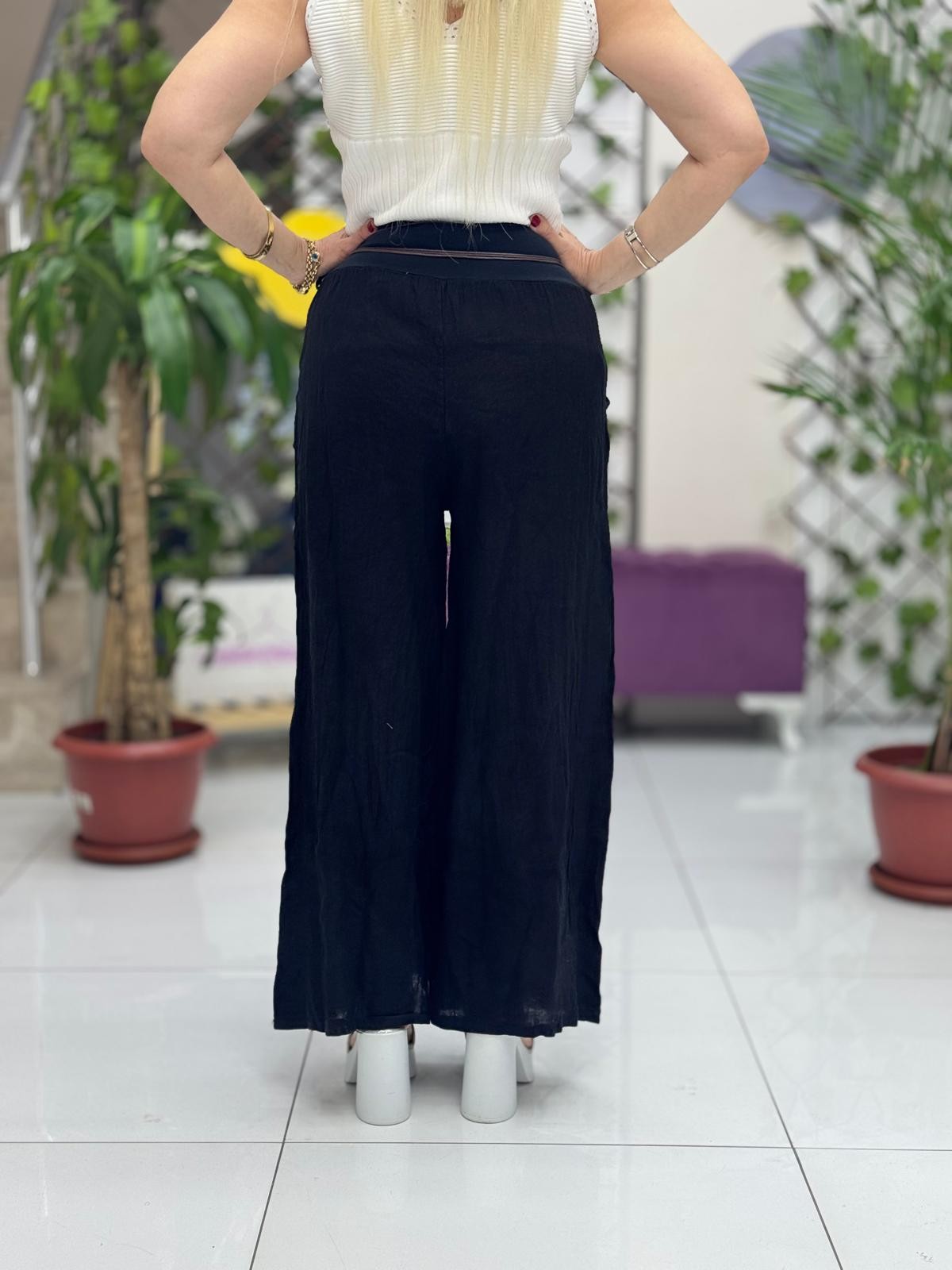 P3082 PANTALÓN LINO ITALIANO MARRÓN
