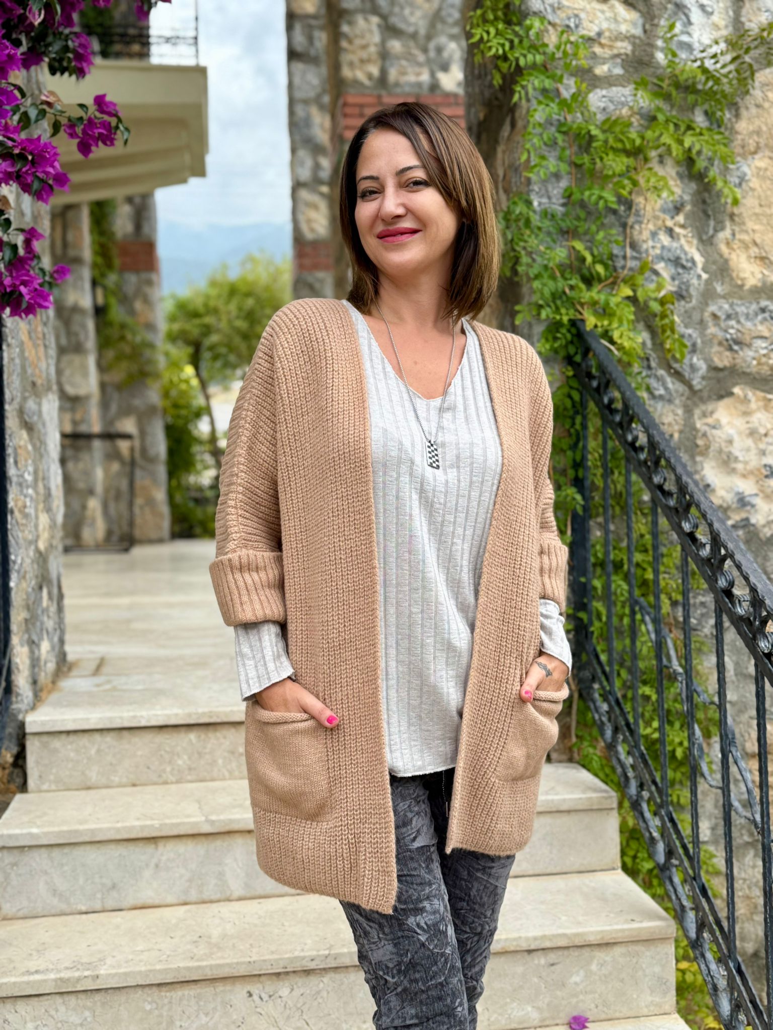 Sc2403 Jersey De Punto Lavado Marrón