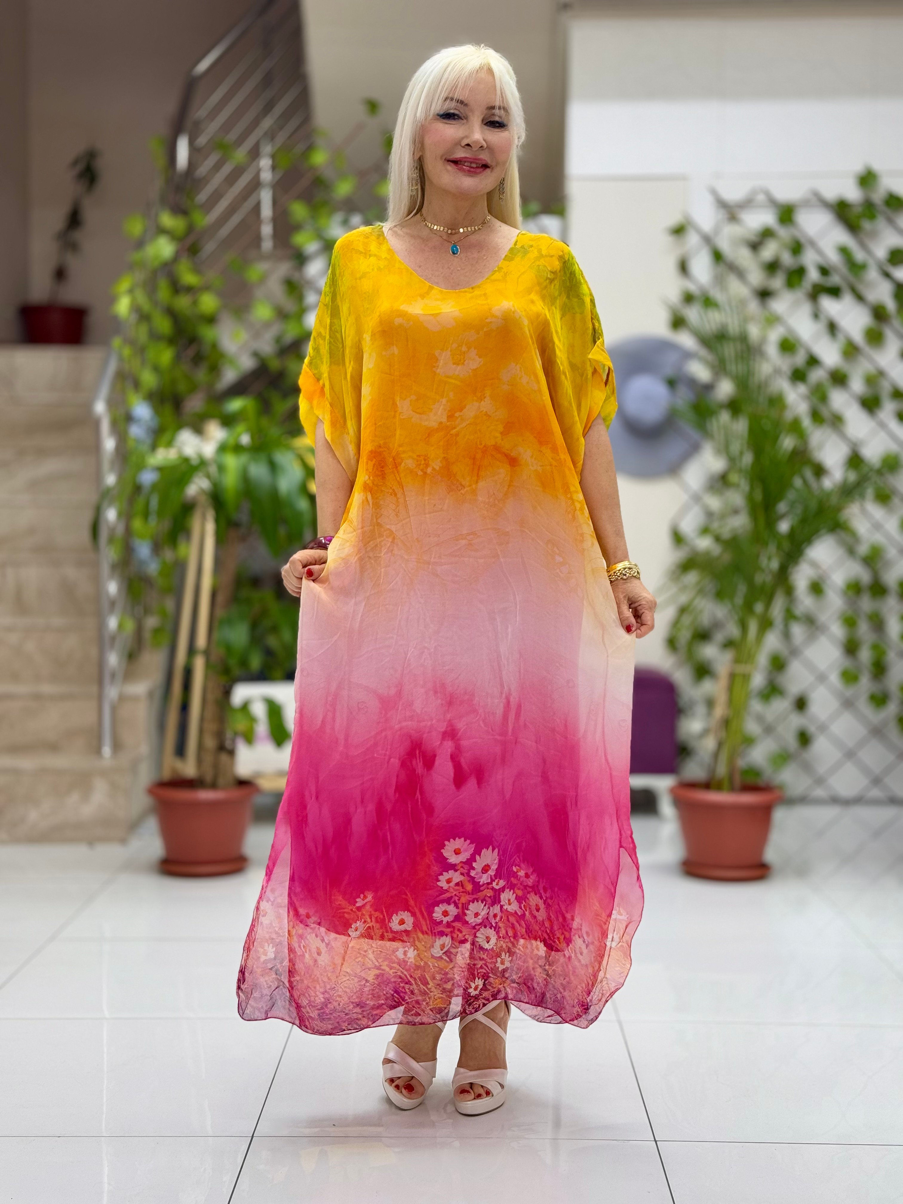YG206431 İtalyan İpek Elbise Pembe