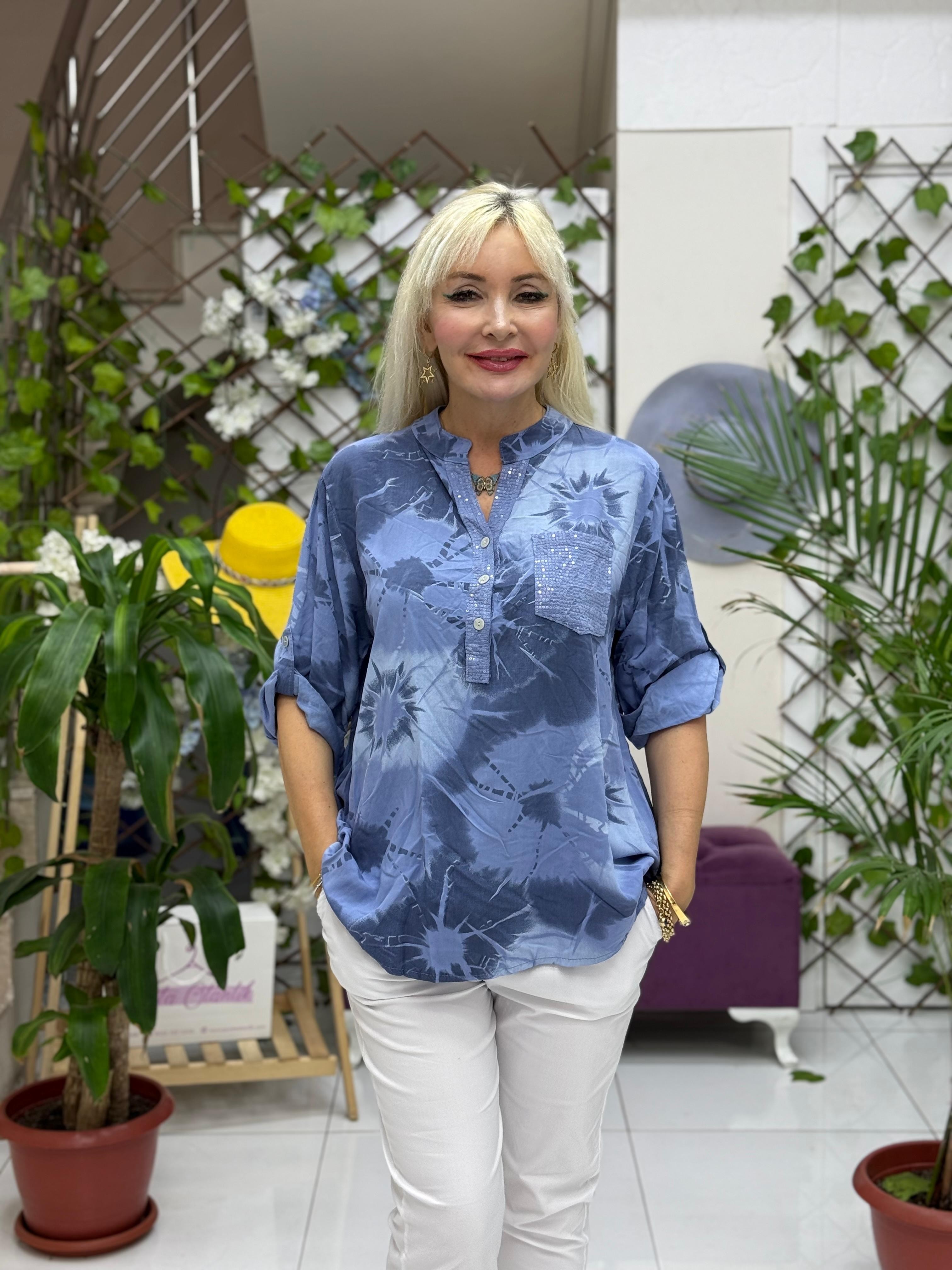 NC15420 İtalyan Coton Bluz Mavi