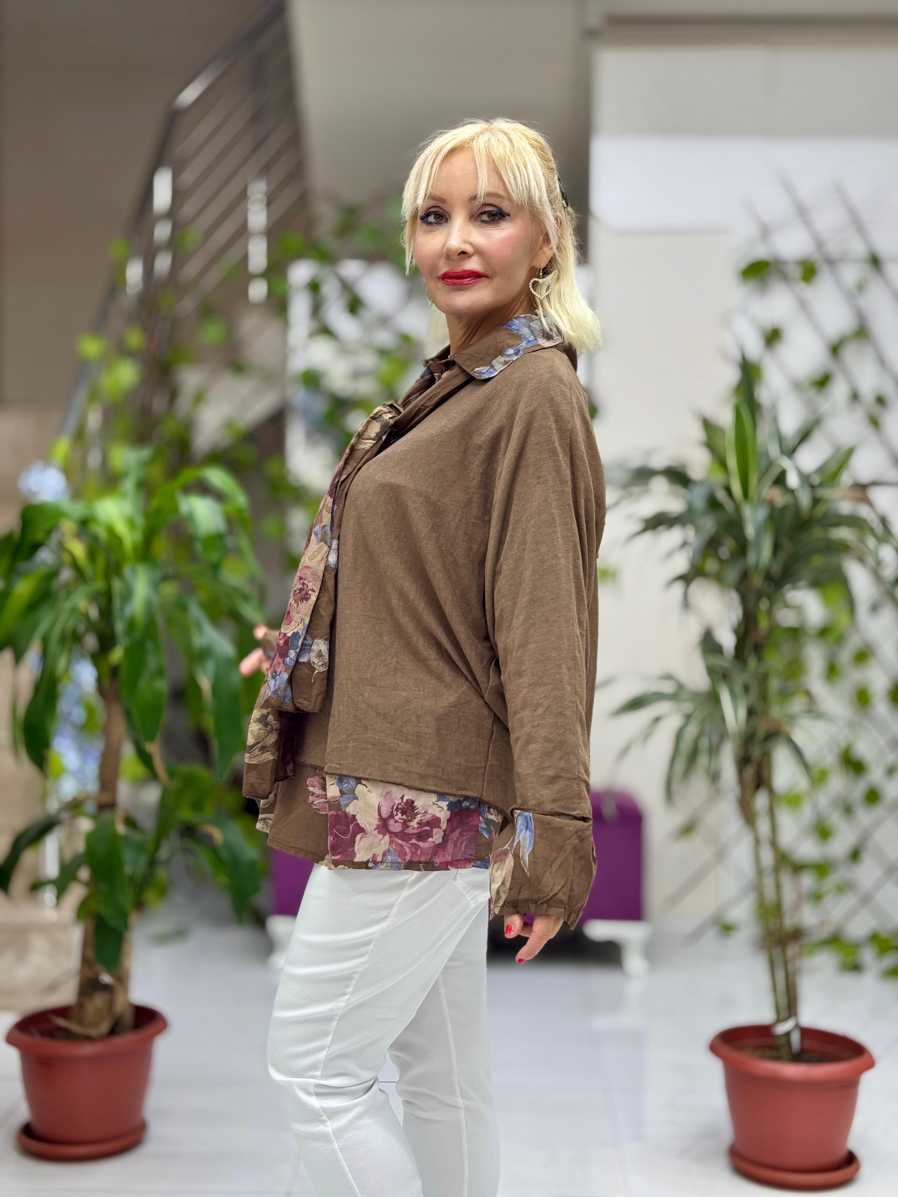 P6811 Prendas de punto con estampado de camuflaje Caqui