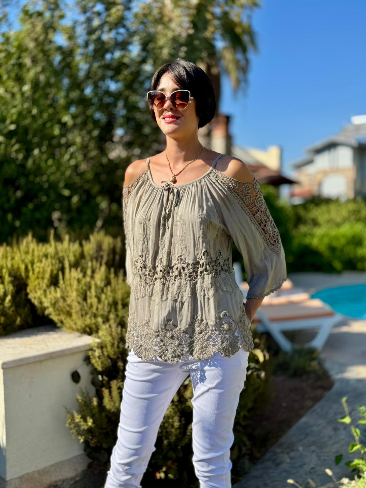 NC9740 İtalyan İpek Bluz Vizon