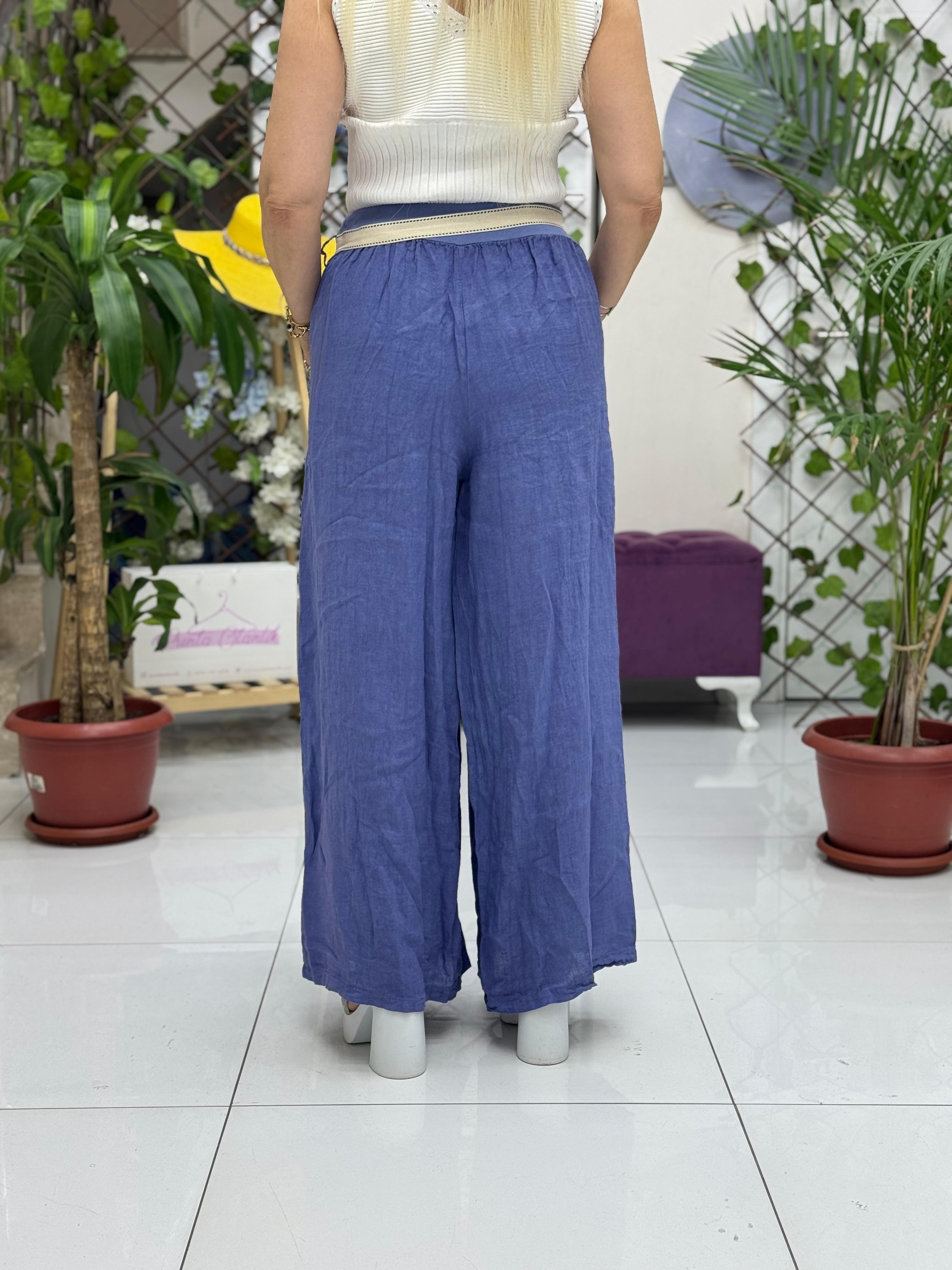NC2613 İtalyan Keten Pantolon Mavi