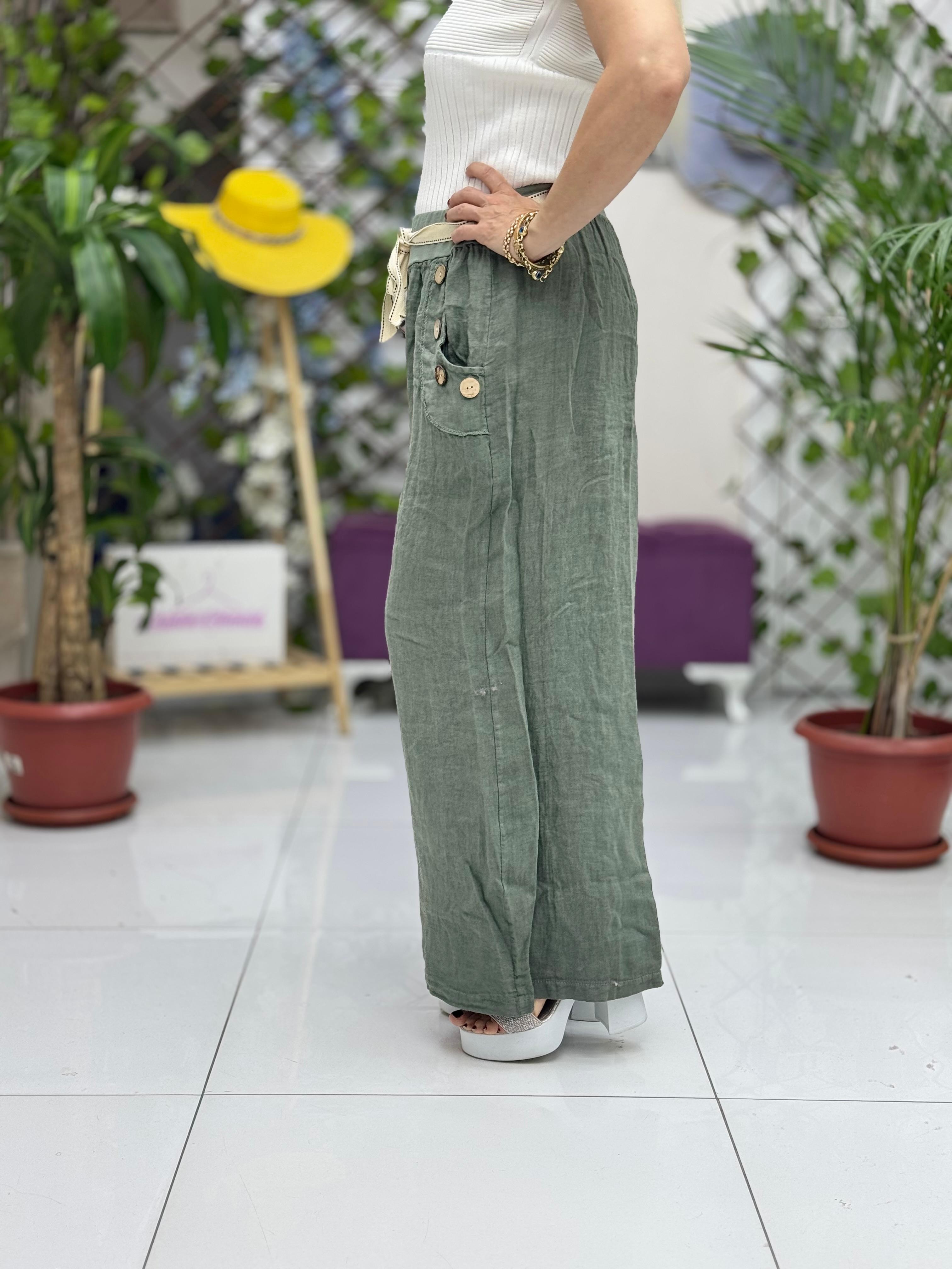NC2613 İtalyan Keten Pantolon Haki
