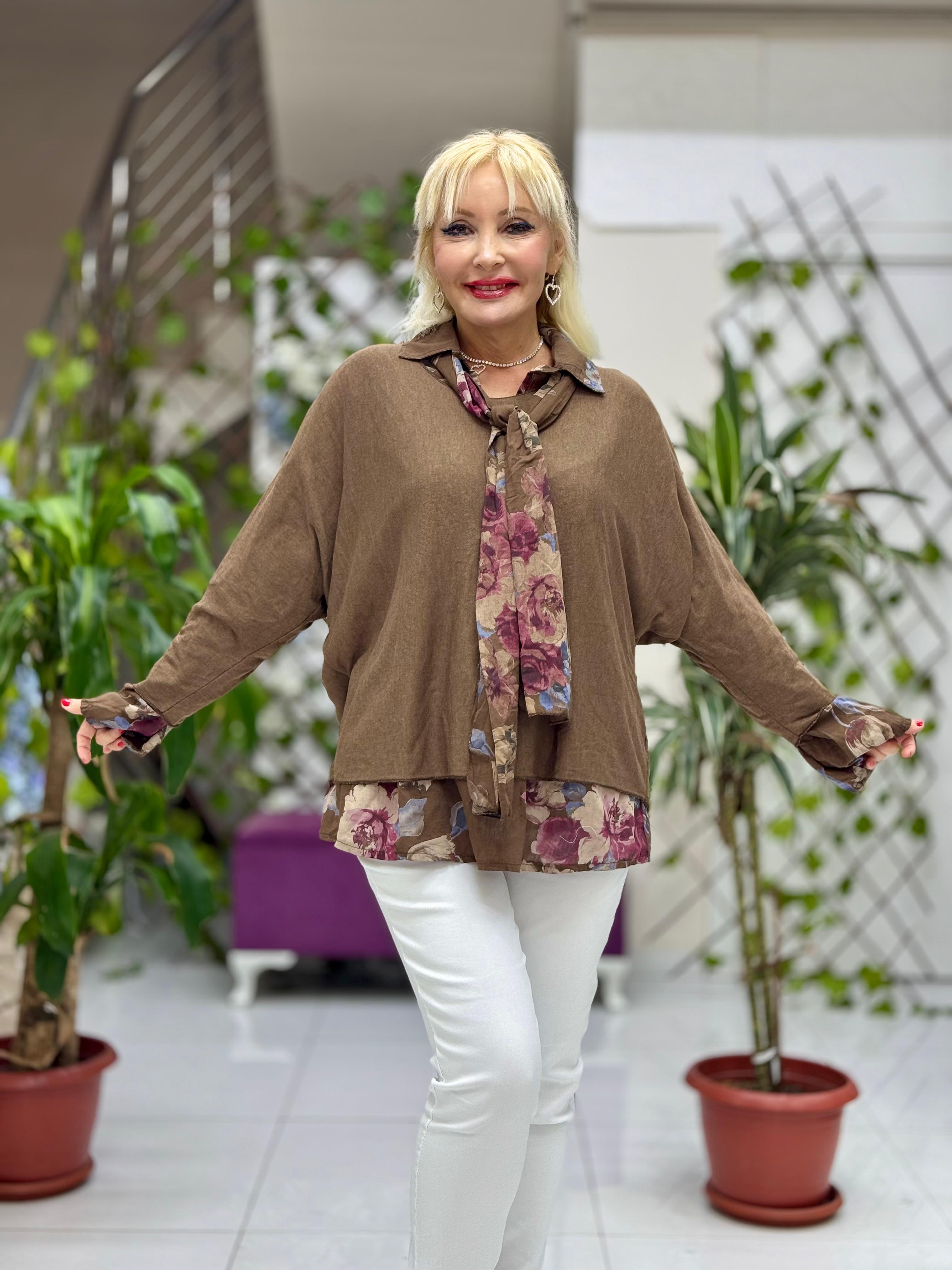 P6811 Prendas de punto con estampado de camuflaje Caqui