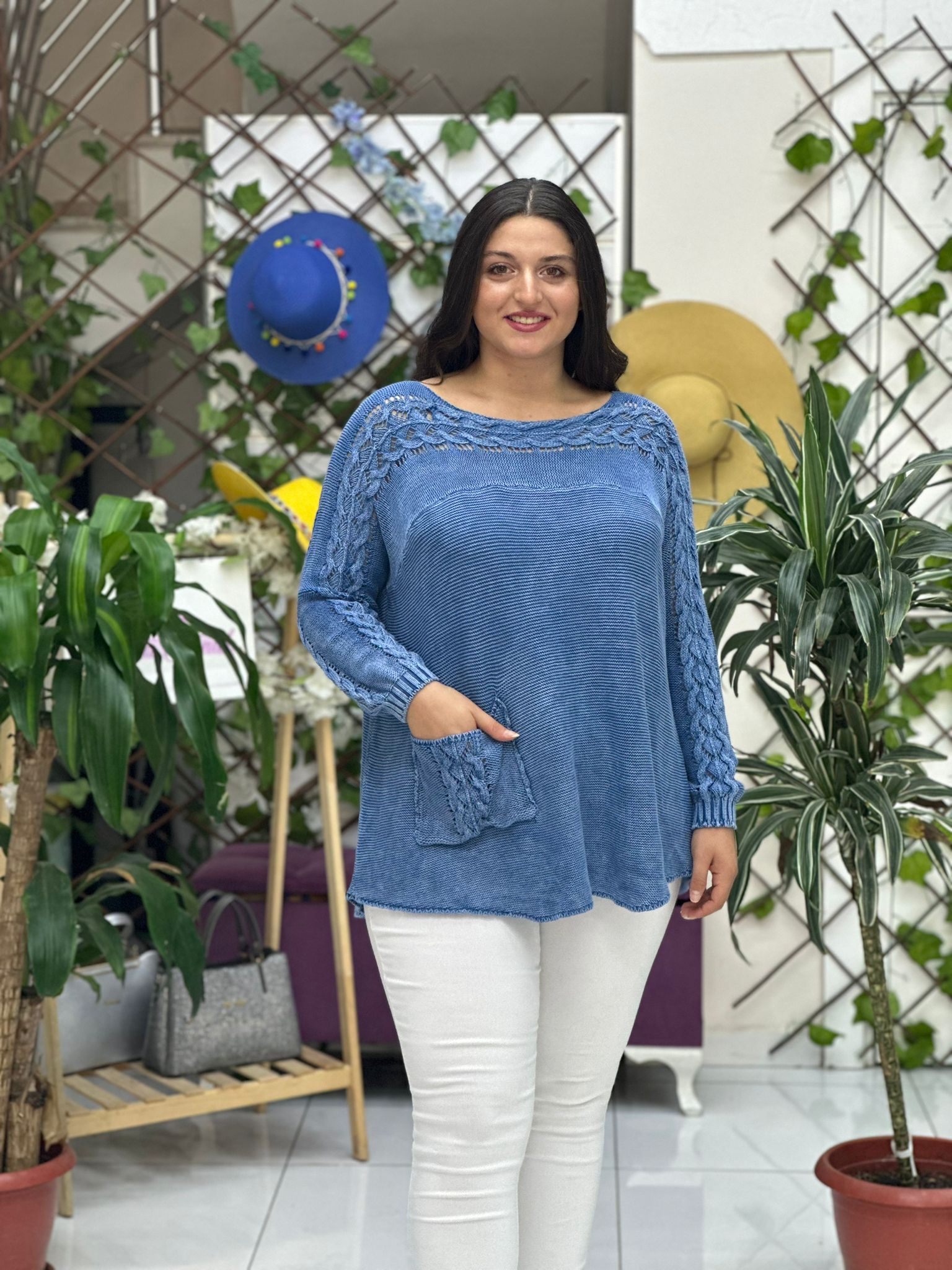 Sc2403 Yikamali Tri̇ko Kazak Mavi