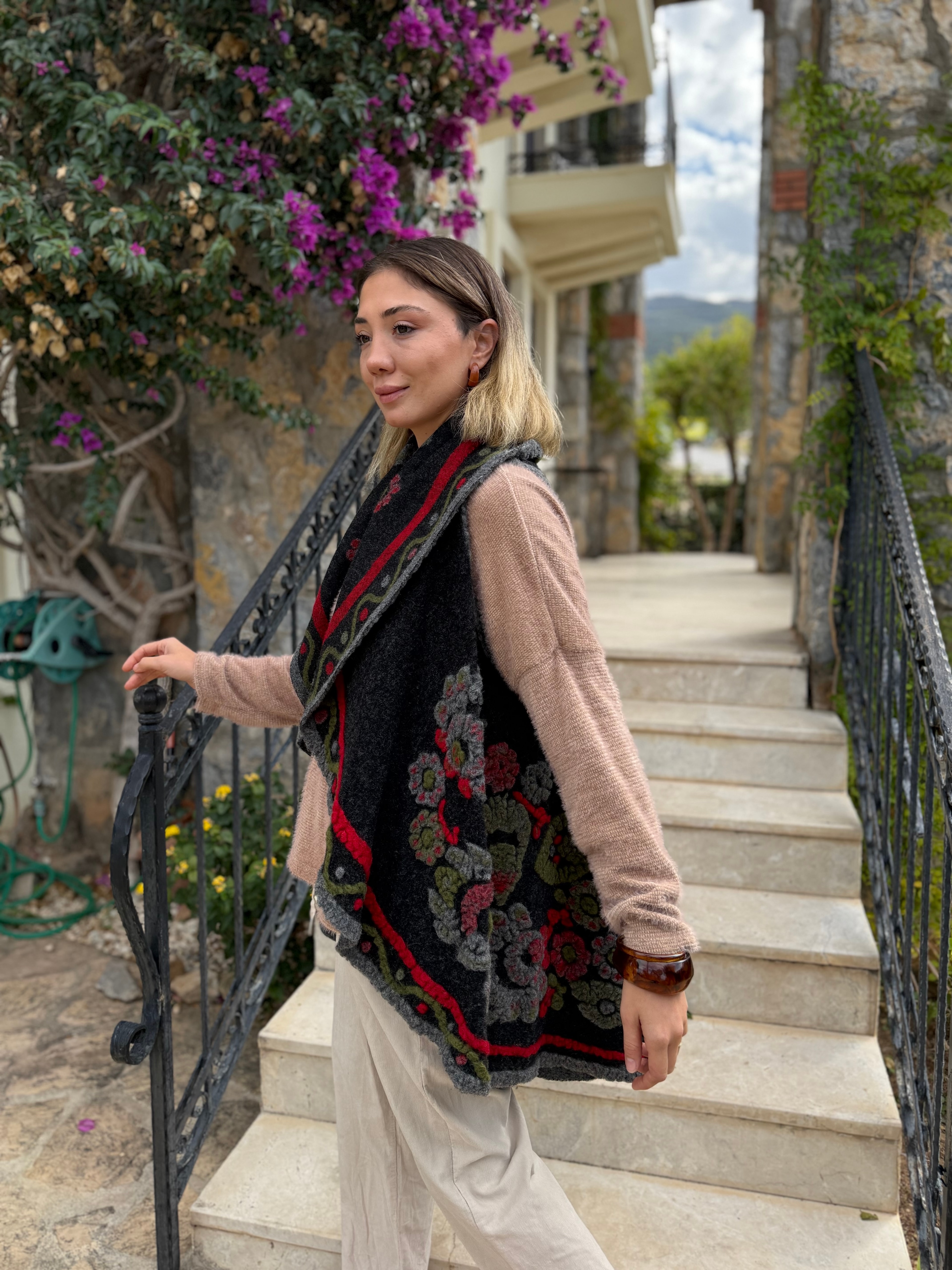 YG22606 Dökümlü İtalyan Keçe Yelek