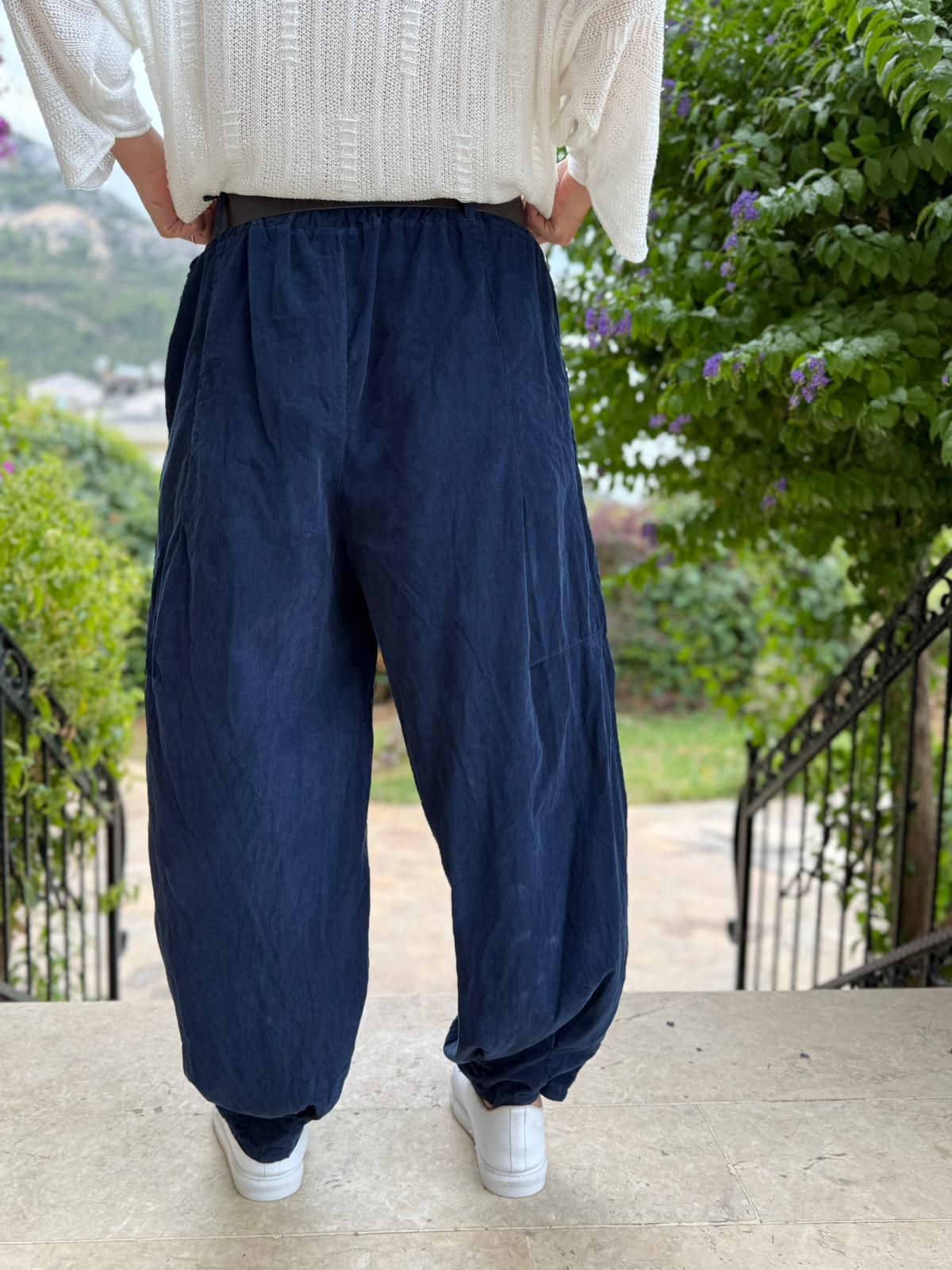 LS2203 İtalyan Kemerli Kadife Pantolon Lacivert