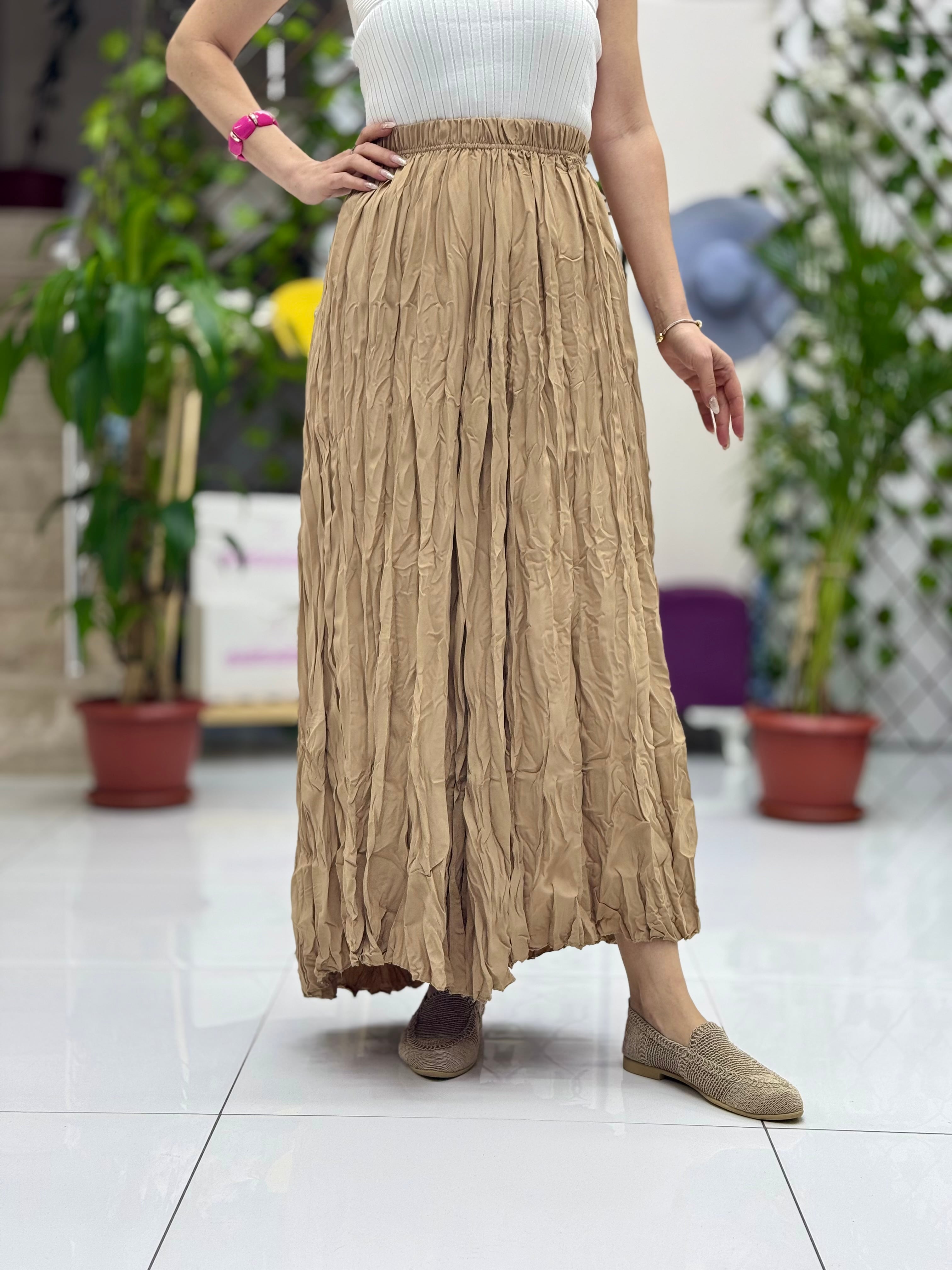 N30753 Falda De Seda Italiana Saks