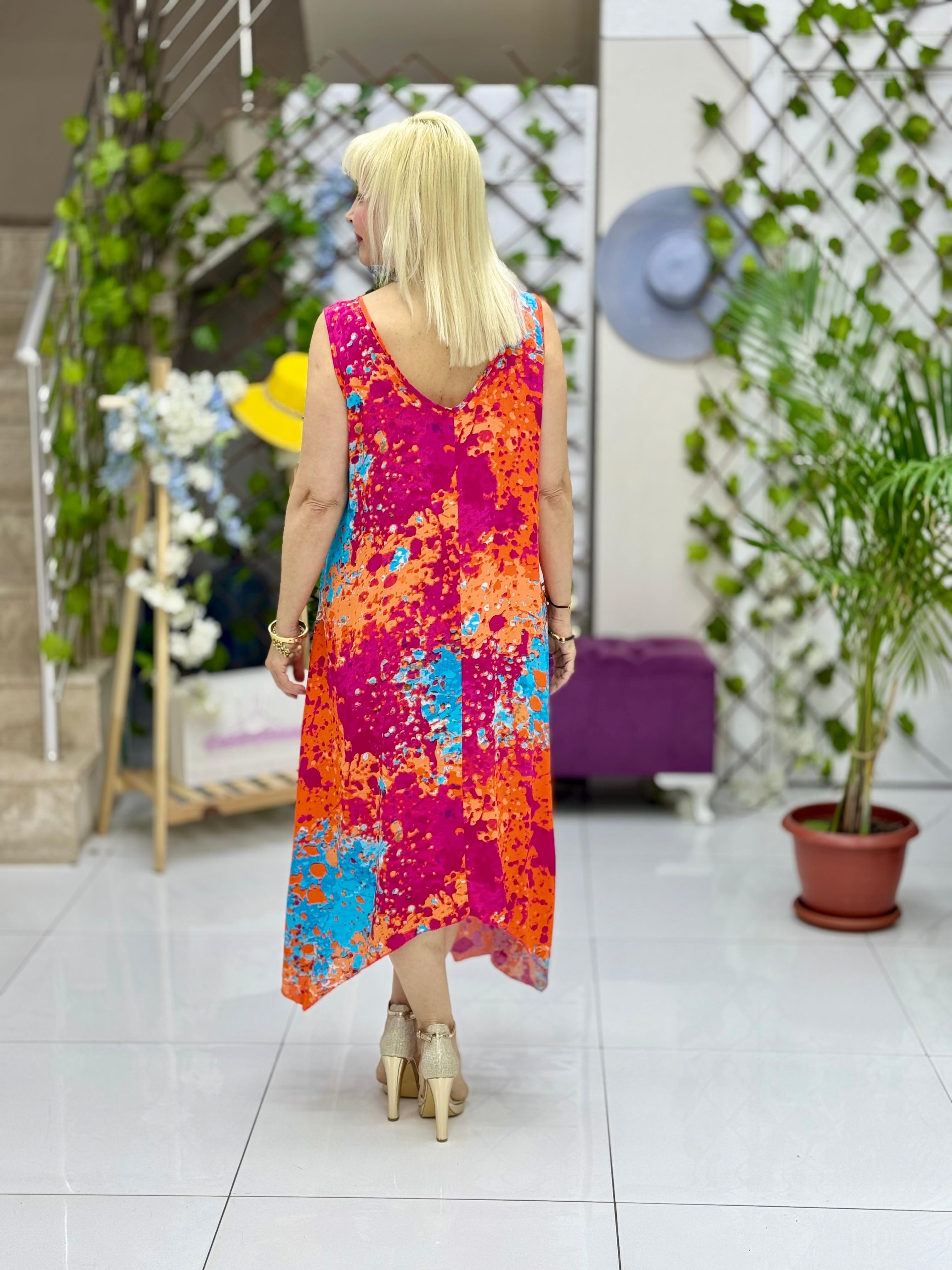HL14001 Omzu Halkalı Askılı Viskon Hilal Elbise