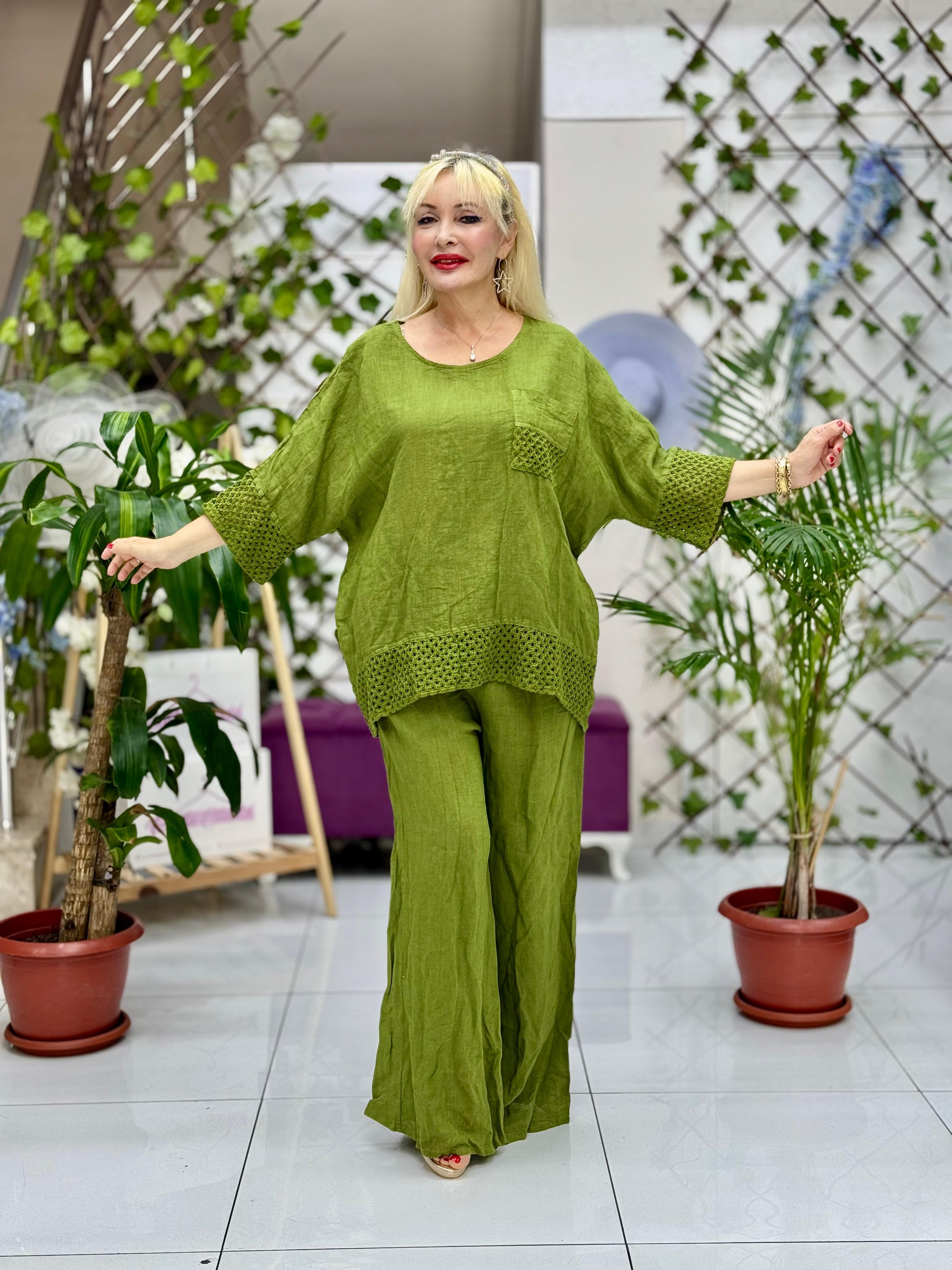 N10661 Traje Italiano Lino Ciruela