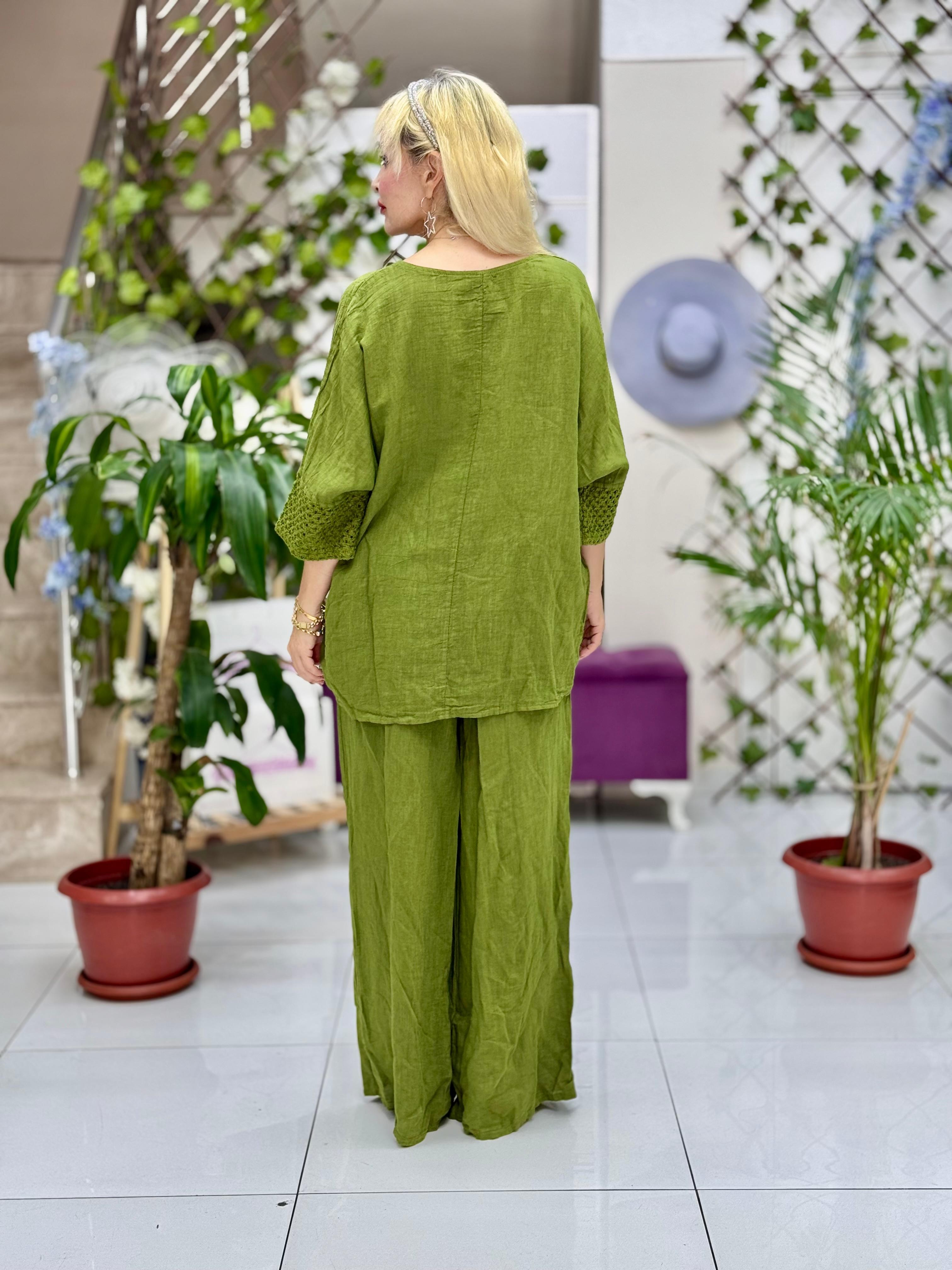 N10661 Traje Italiano Lino Ciruela