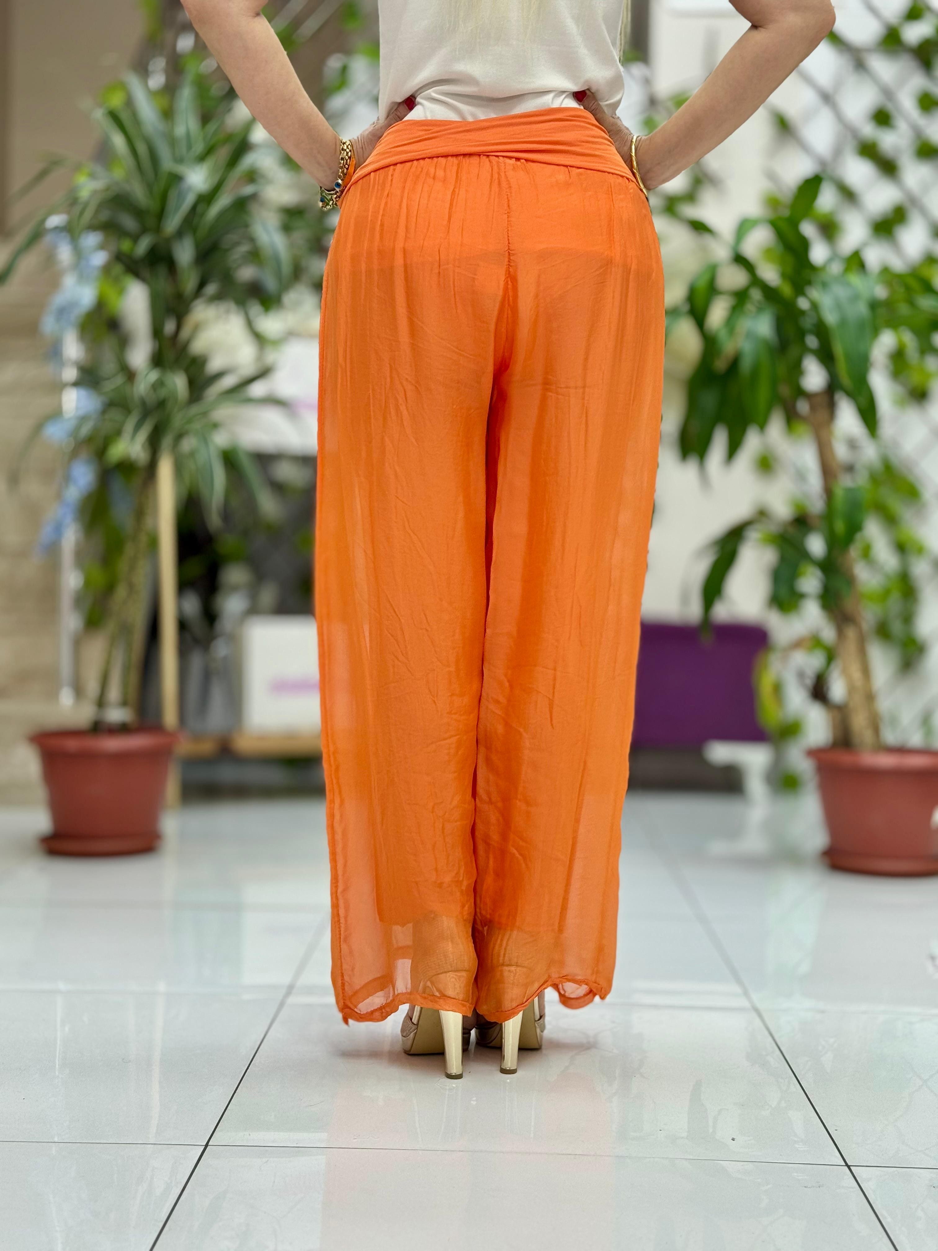 N20753 Pantalón De Seda Italiano Rojo