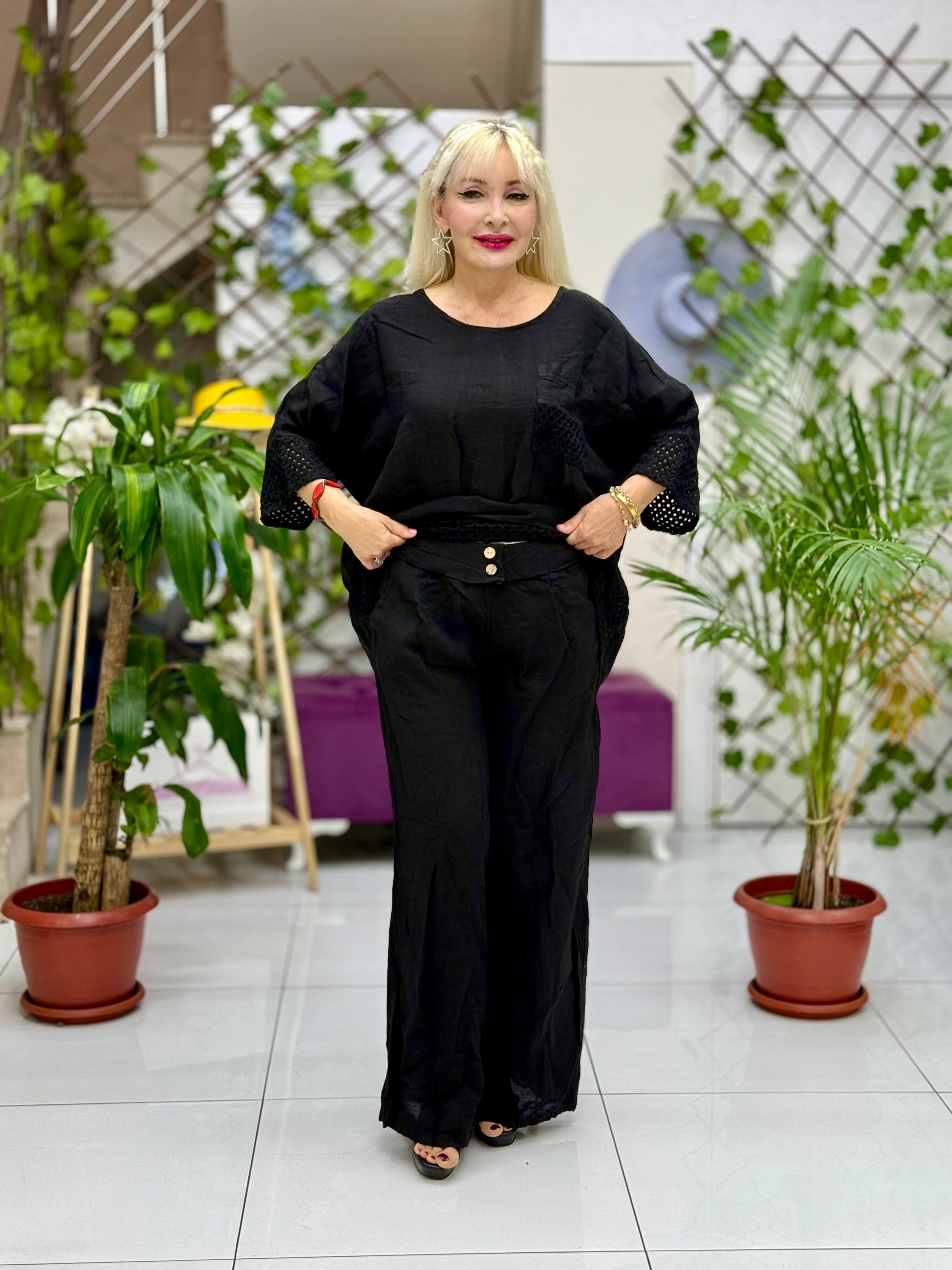 N10661 Traje Italiano Lino Ciruela