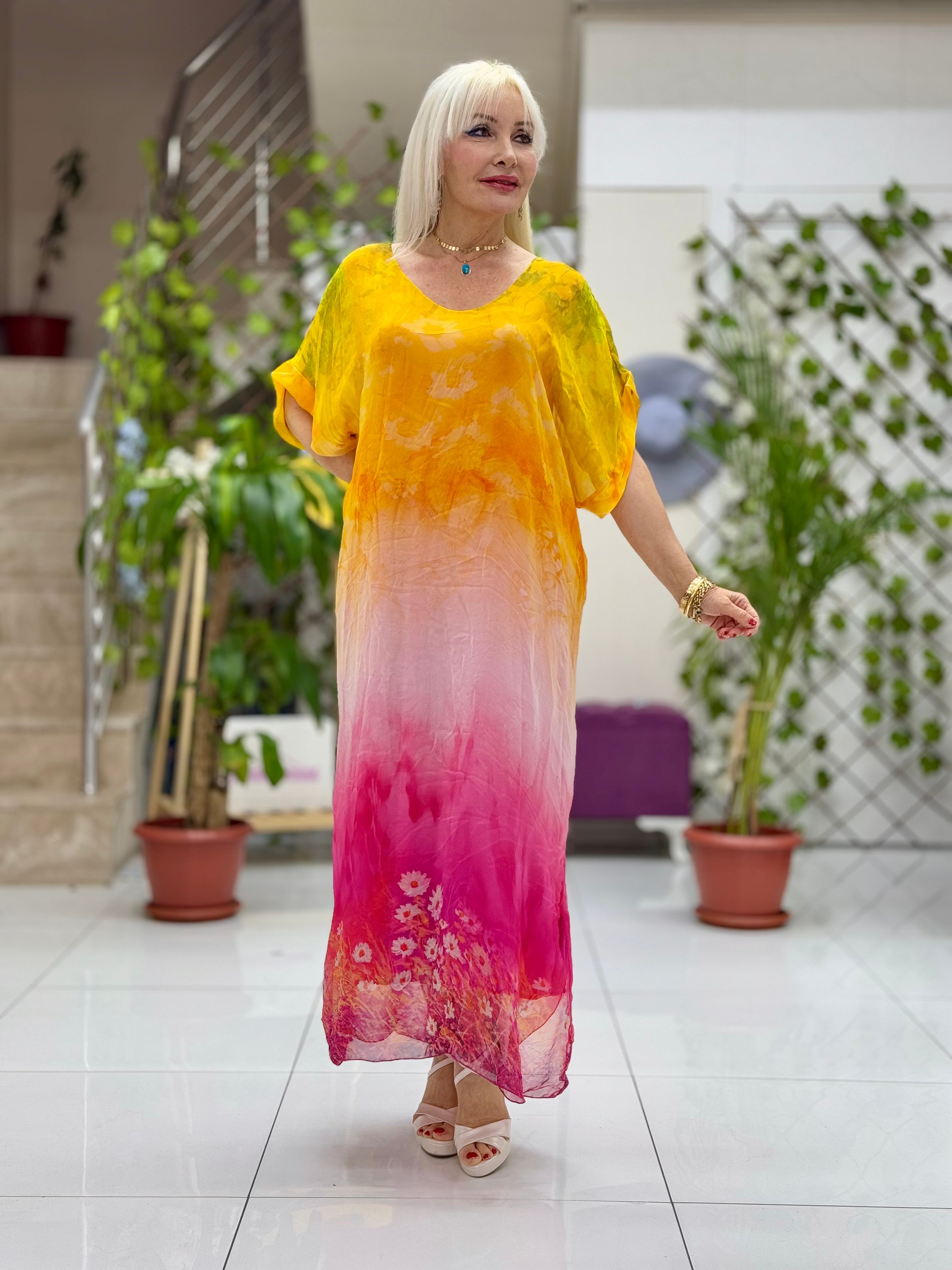 YG206431 İtalyan İpek Elbise Pembe
